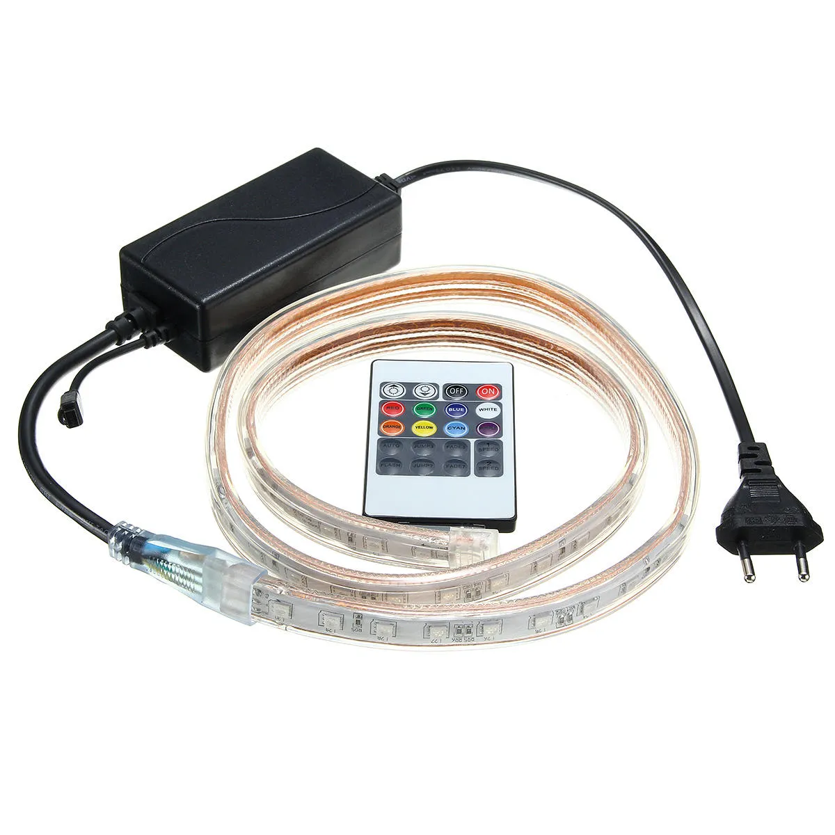 1/2/3/5M SMD5050 LED RGB Flexible Rope Outdoor Waterproof Strip Light   Plug   Remote Control AC220V