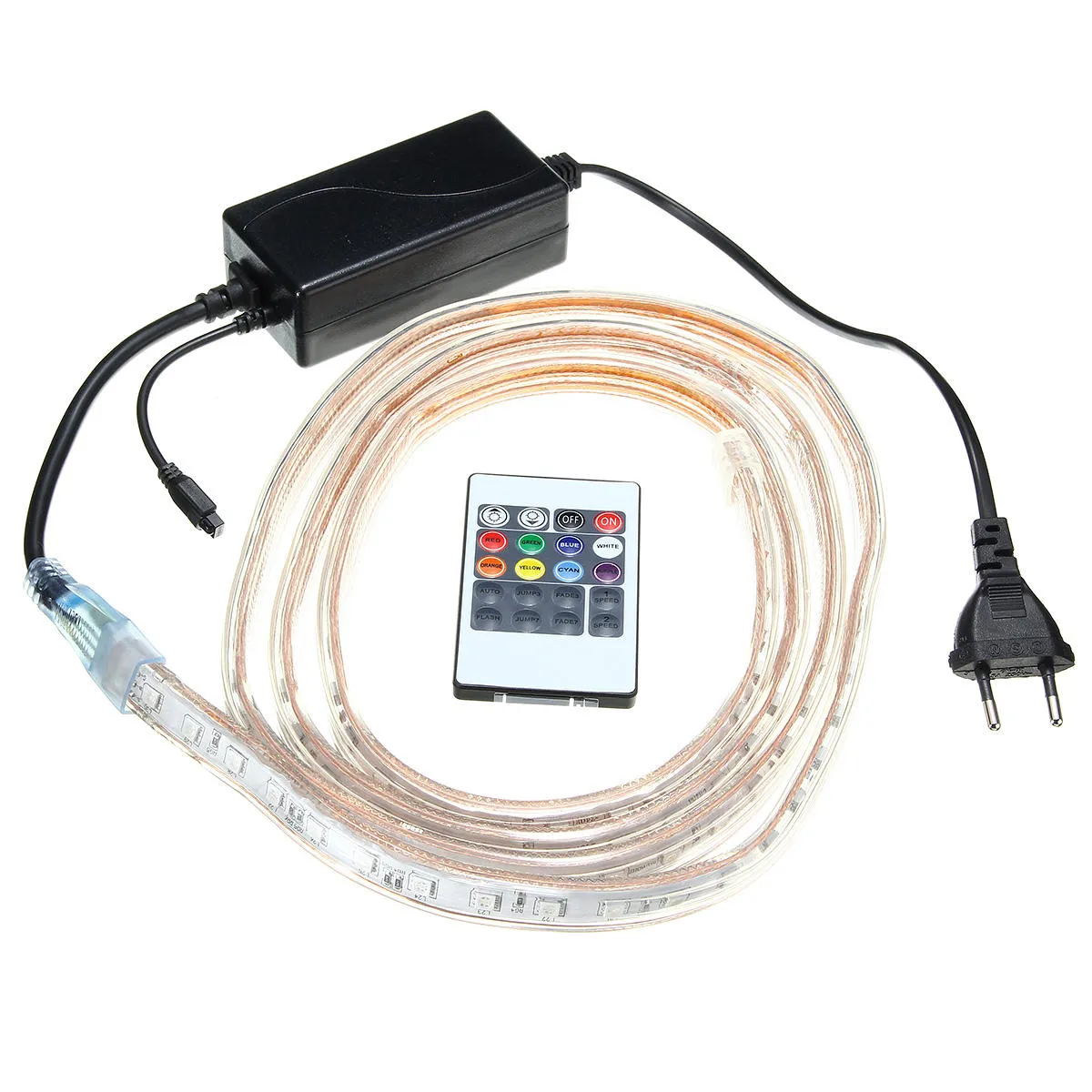 1/2/3/5M SMD5050 LED RGB Flexible Rope Outdoor Waterproof Strip Light   Plug   Remote Control AC220V