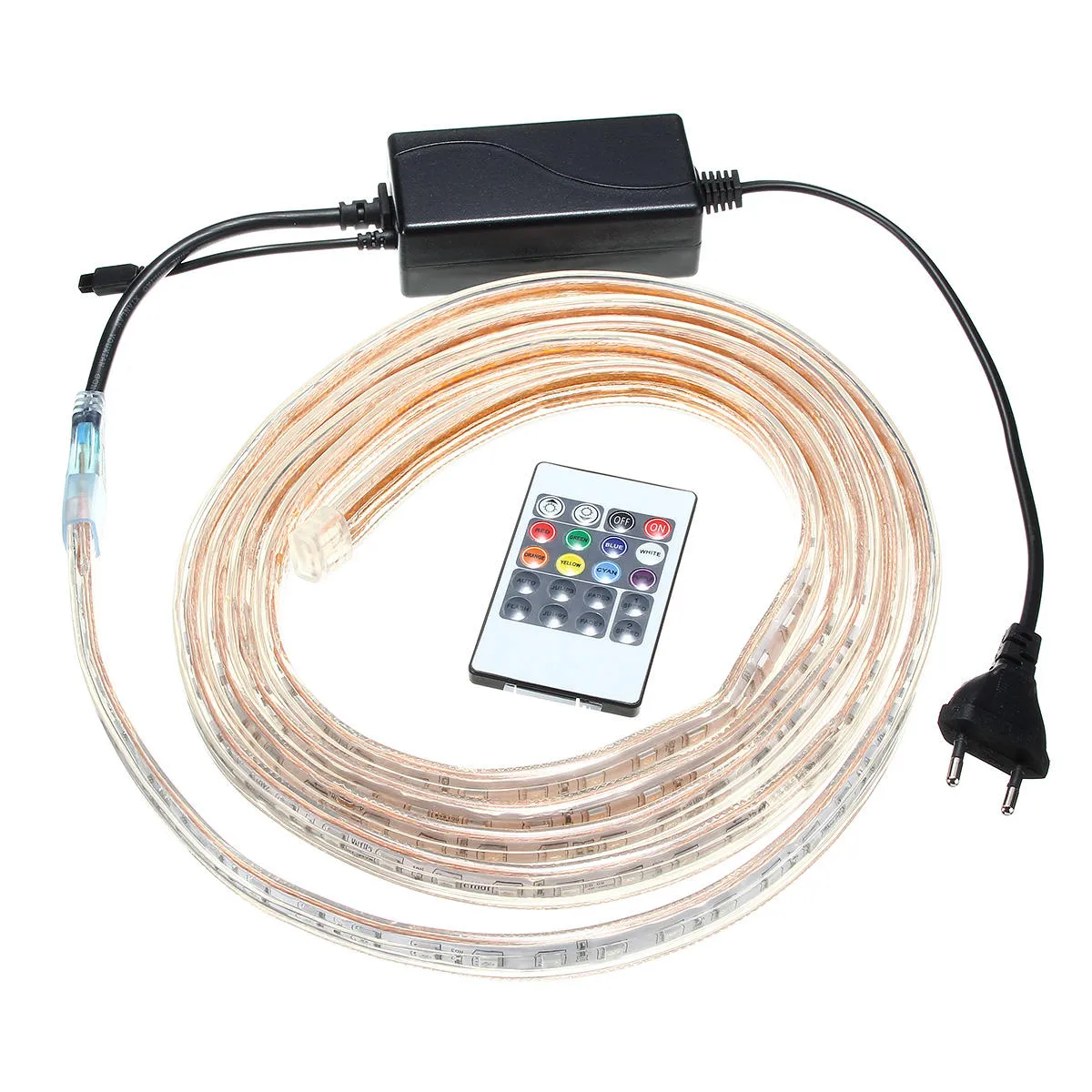 1/2/3/5M SMD5050 LED RGB Flexible Rope Outdoor Waterproof Strip Light   Plug   Remote Control AC220V