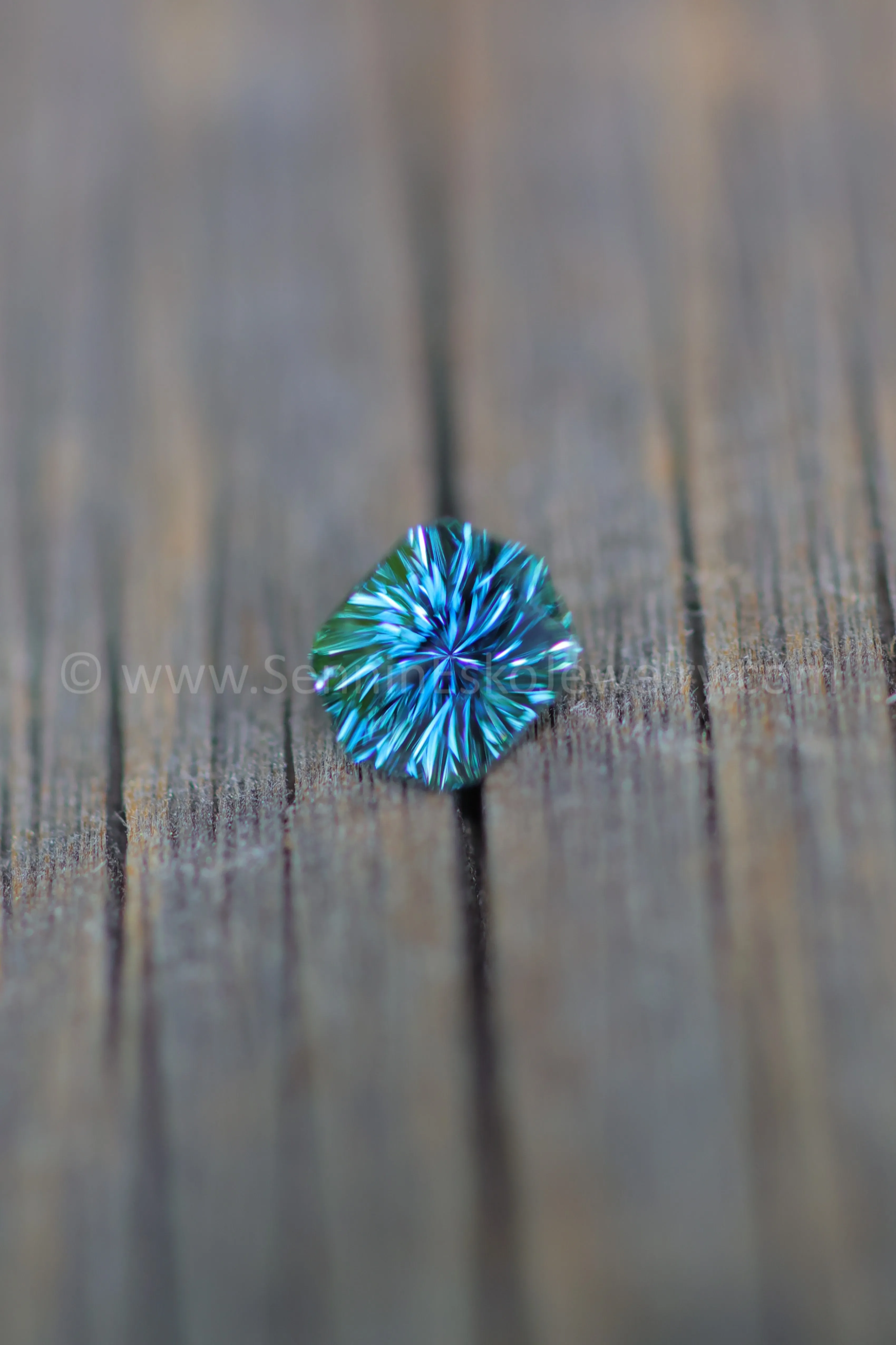 1.28 Carat Blue/Green Sapphire Hexagon -  7.1 x 5.6mm - Galaxy Cut
