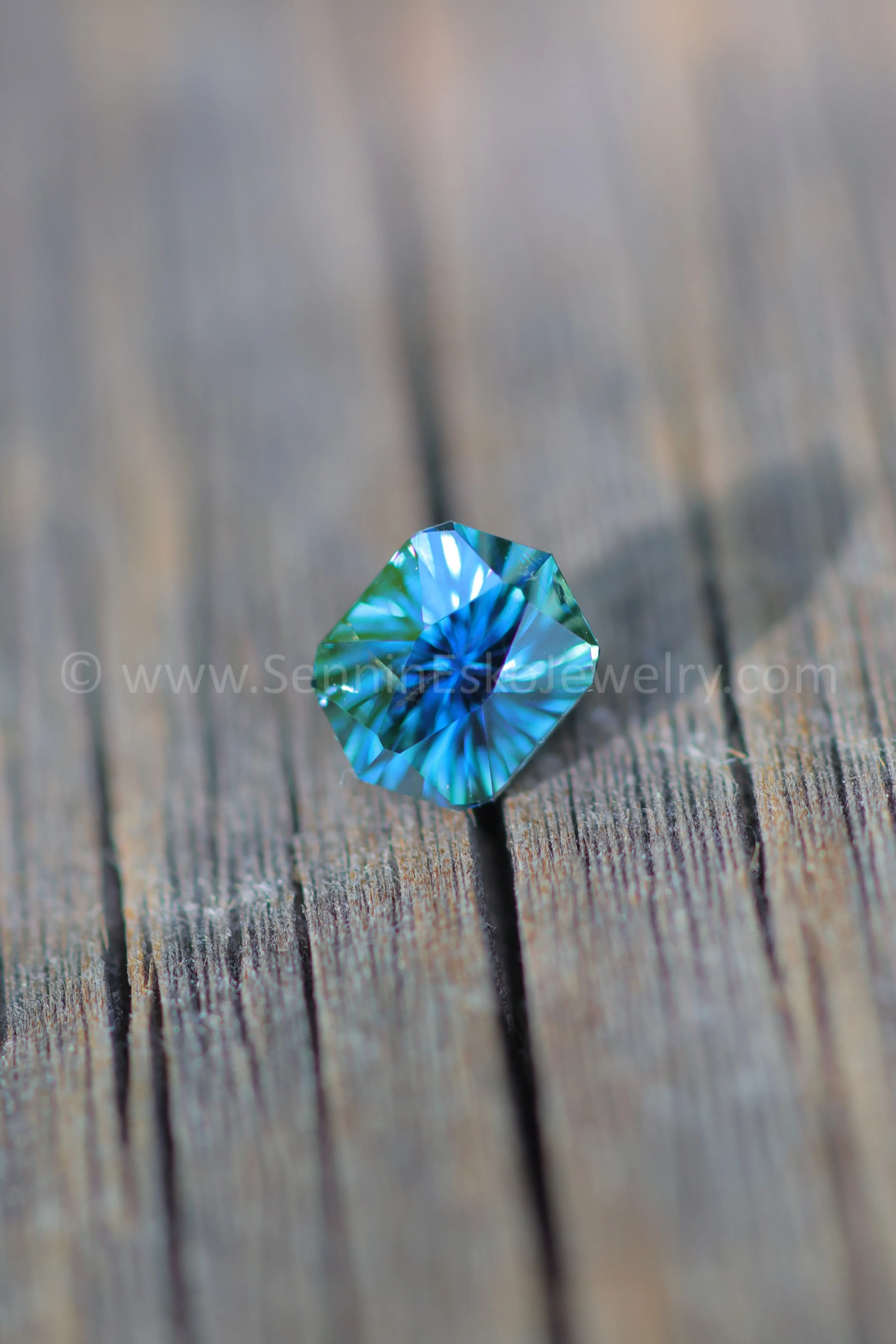 1.28 Carat Blue/Green Sapphire Hexagon -  7.1 x 5.6mm - Galaxy Cut
