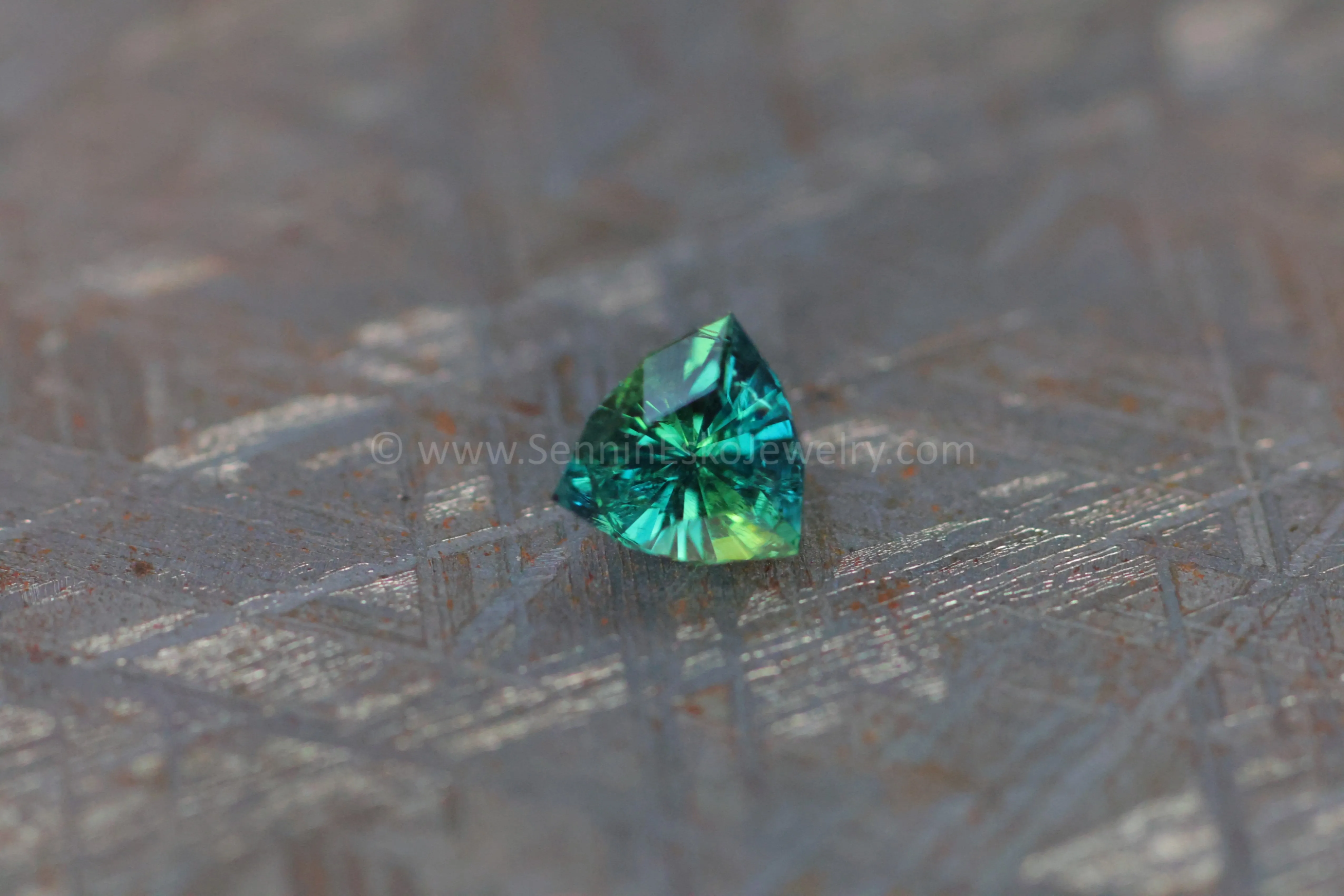 1.2ct Blue/Green Parti Sapphire Triangle, 6.4x6.4mm