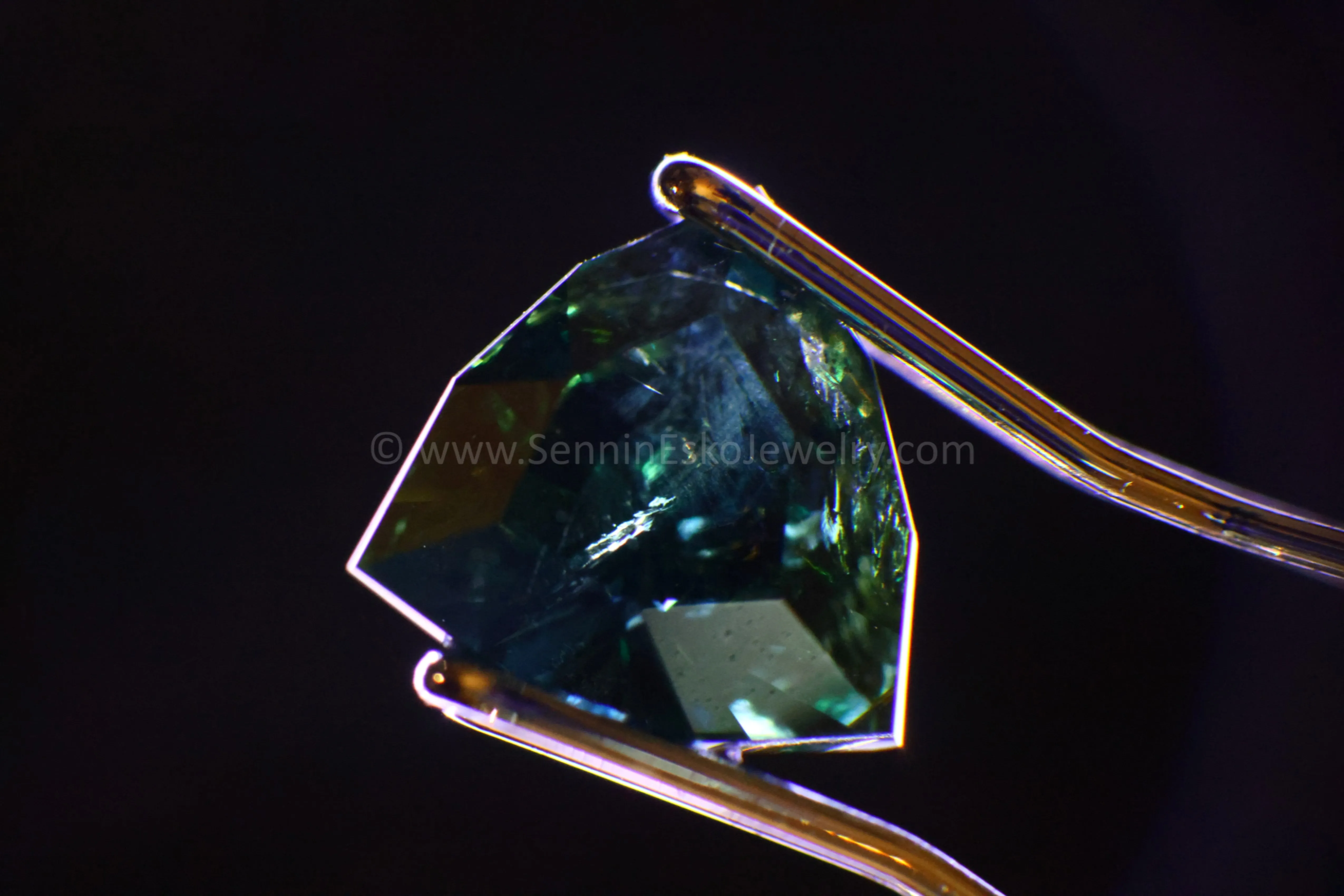 1.2ct Blue/Green Parti Sapphire Triangle, 6.4x6.4mm