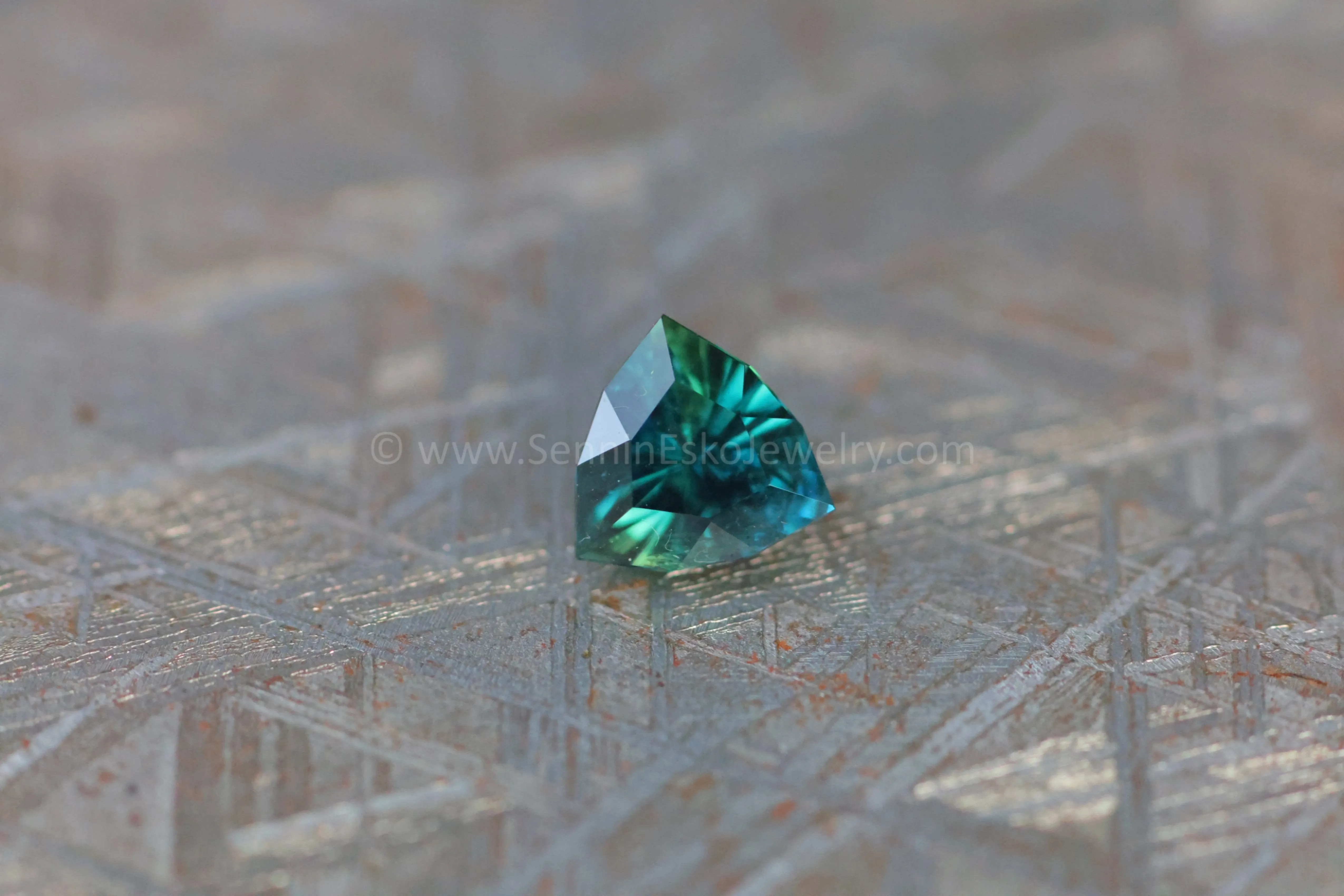 1.2ct Blue/Green Parti Sapphire Triangle, 6.4x6.4mm