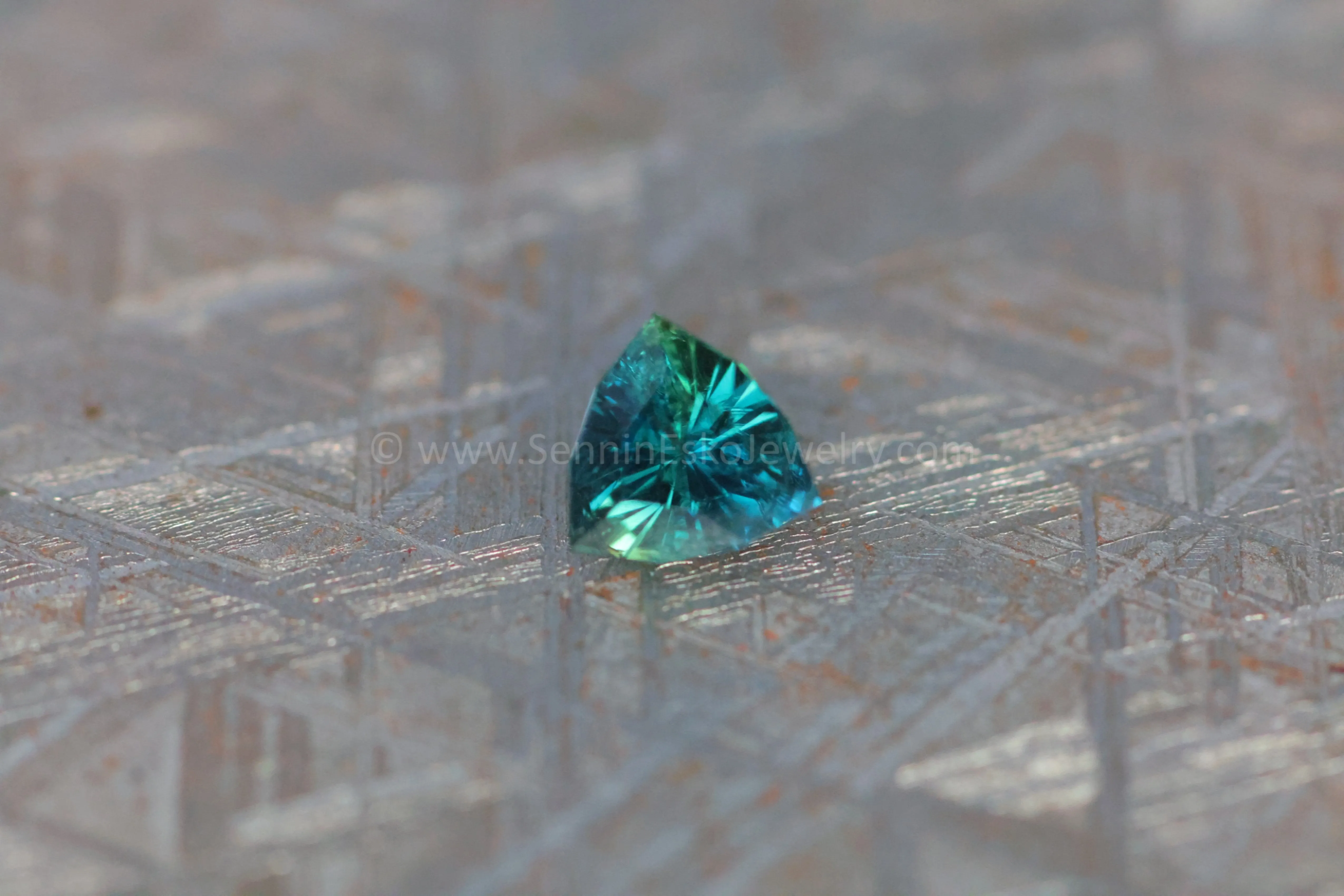 1.2ct Blue/Green Parti Sapphire Triangle, 6.4x6.4mm
