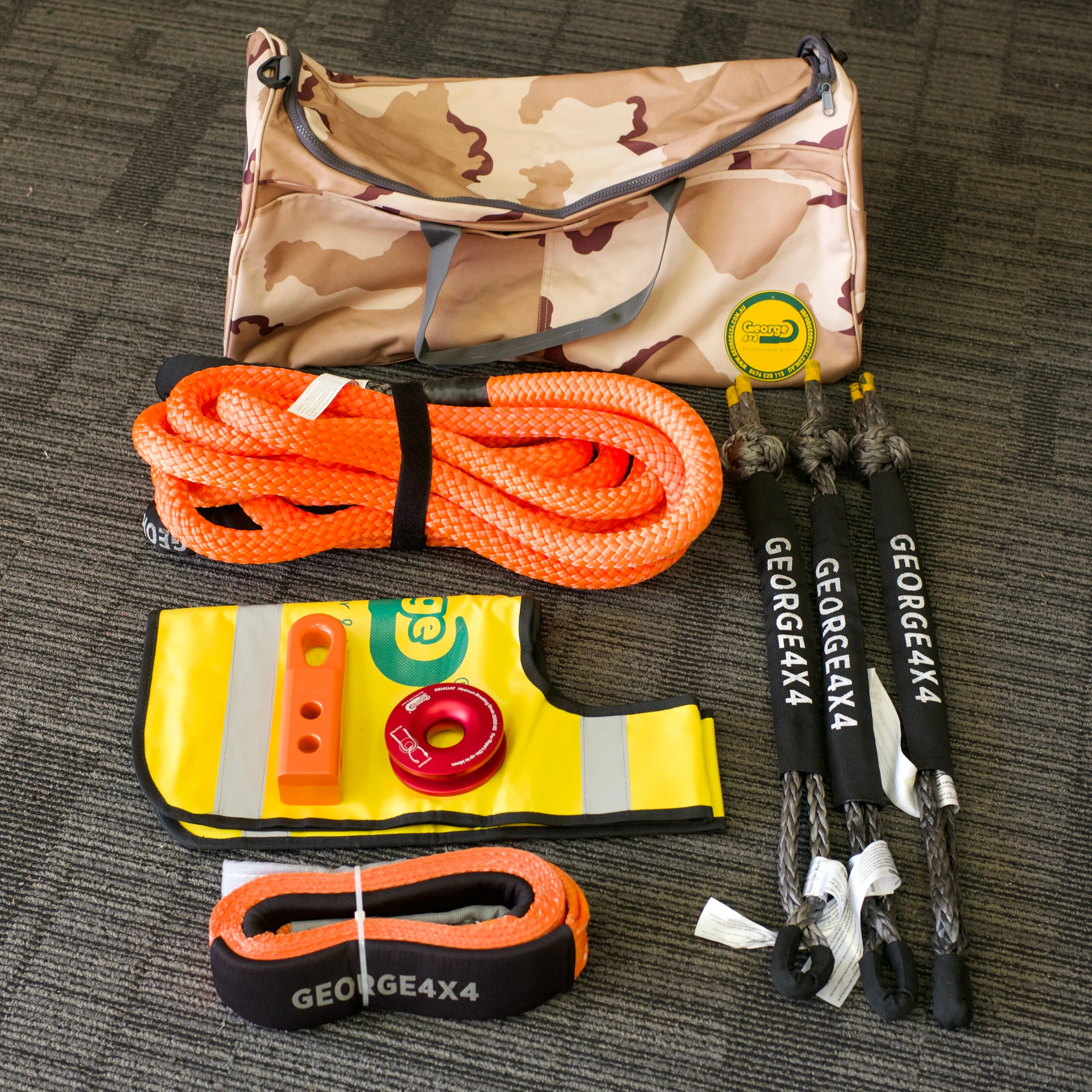 13K Snatch & Winch Recovery Kit(9pcs) 13300kg kinetic   Ring 11000kg  3xsoft shackle   Tree Saver   Recovery Hitch   Bag