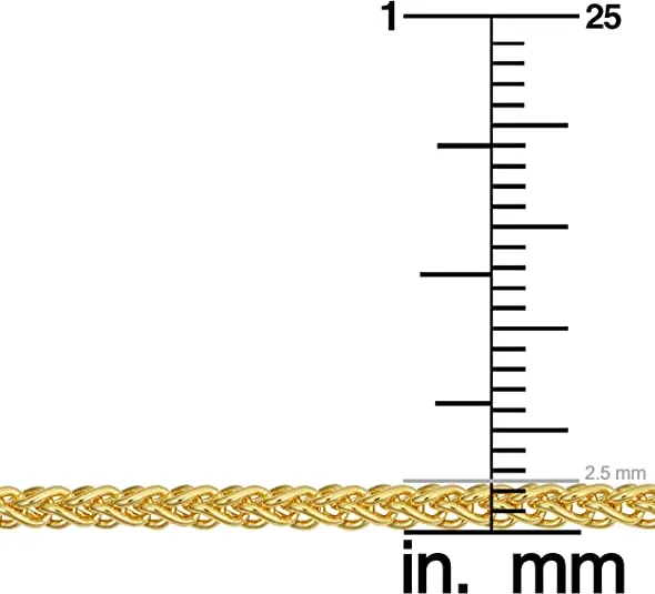 14k Yellow Gold Filled 2.5 mm Round Wheat Chain Necklace Mens
