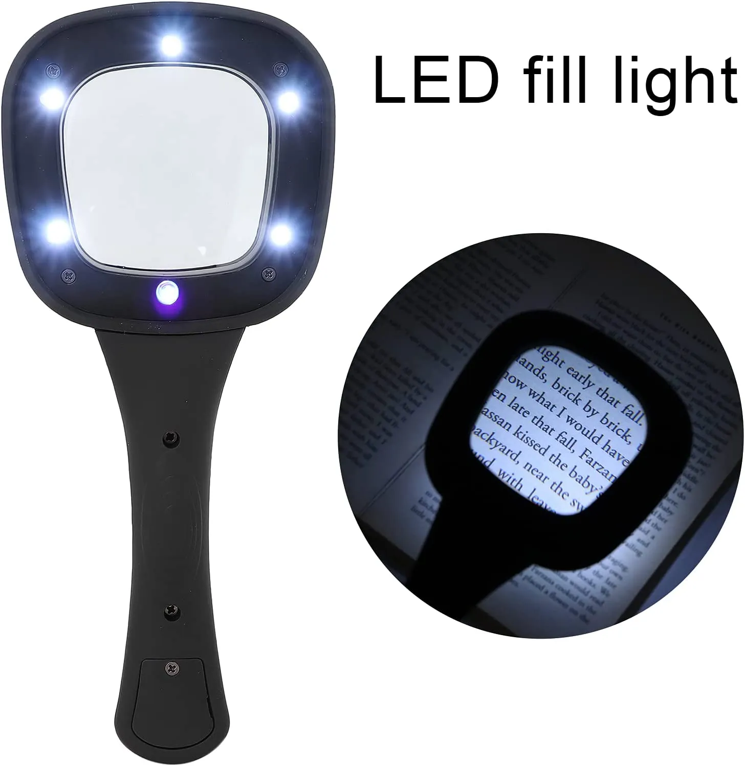 1607 Handheld Magnifying Glass 6 LED Illuminated Lighted Magnifier for Seniors Reading, Soldering, Inspection, Coins, Jewelry, Exploring