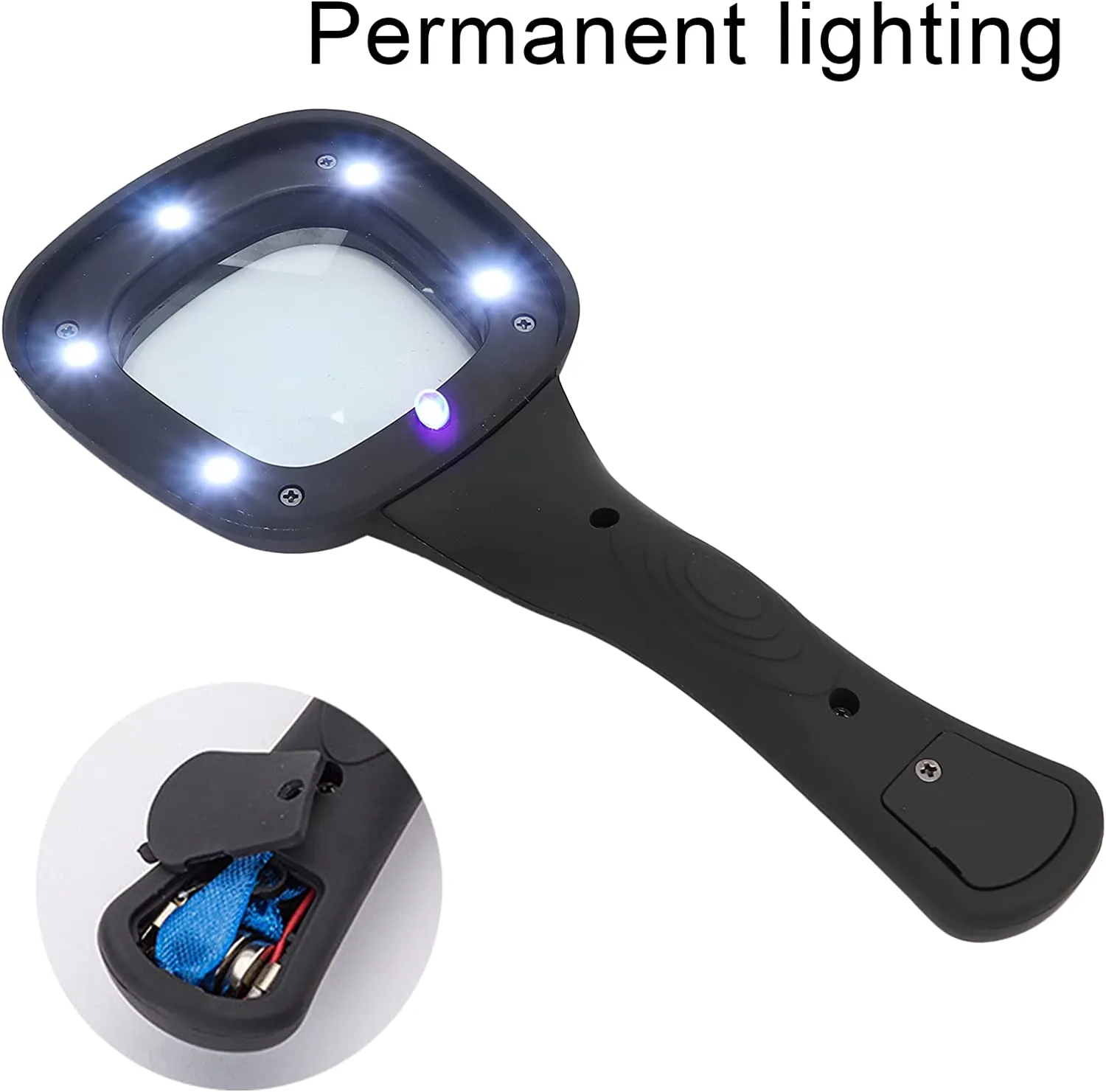 1607 Handheld Magnifying Glass 6 LED Illuminated Lighted Magnifier for Seniors Reading, Soldering, Inspection, Coins, Jewelry, Exploring