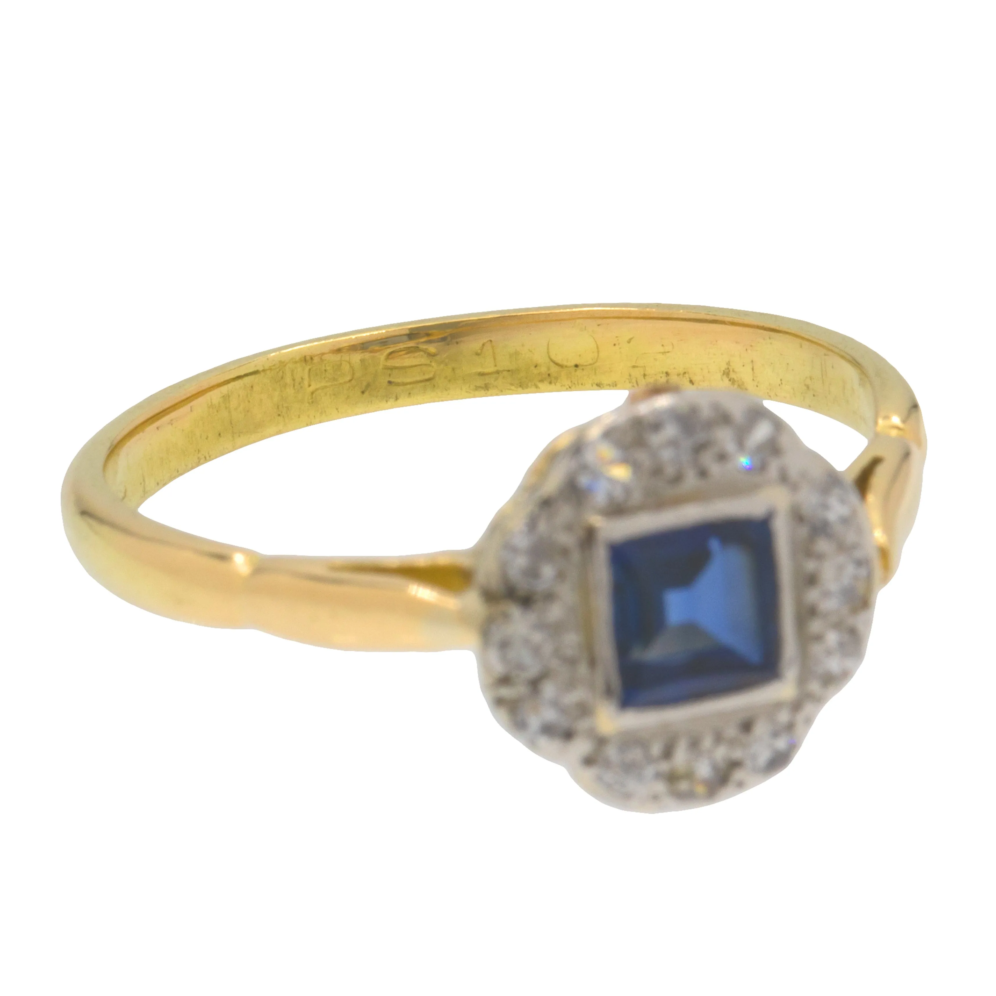 18ct Gold Sapphire Diamond Cluster Ring