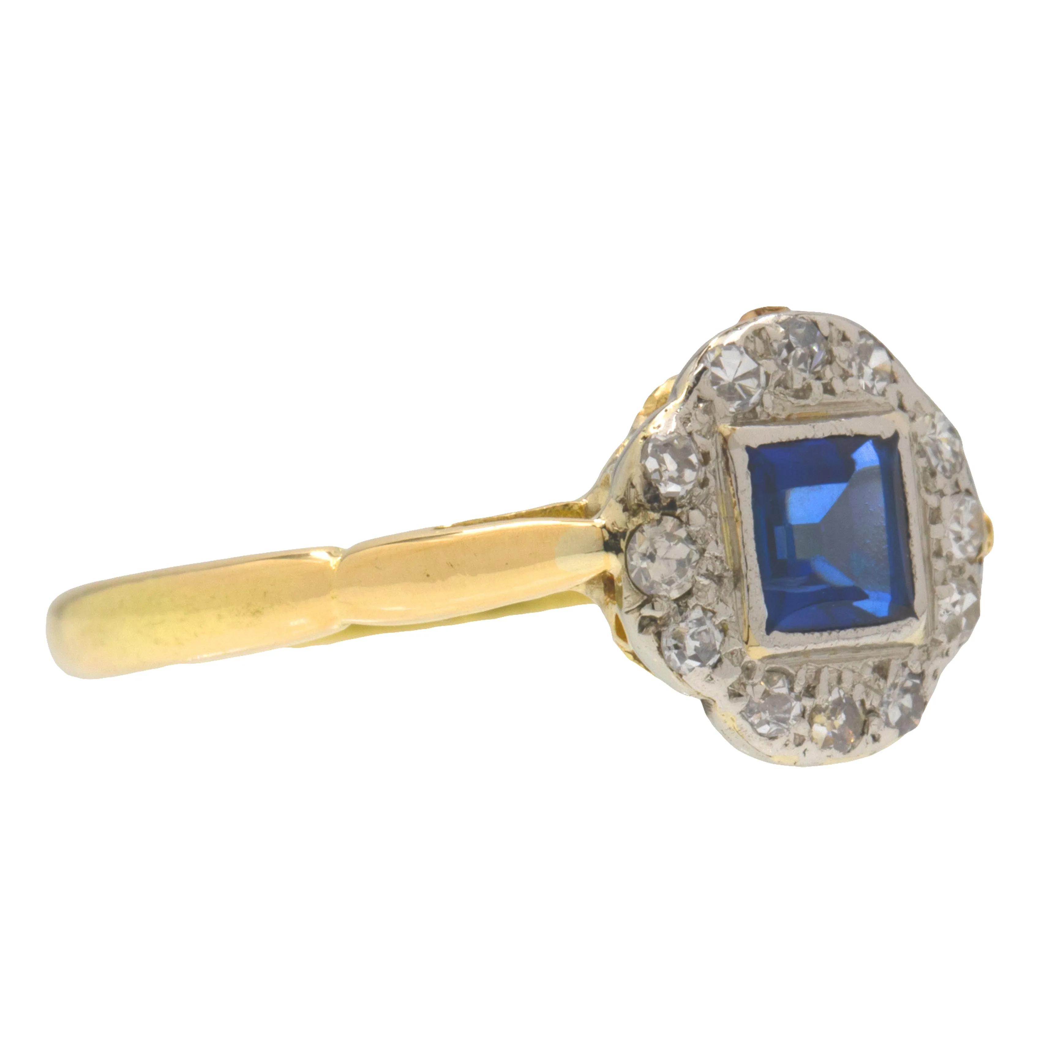 18ct Gold Sapphire Diamond Cluster Ring