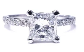 1CT F SI2 Natural Diamond 18k Gold Engagement Ring GIA Certified Princess Cut