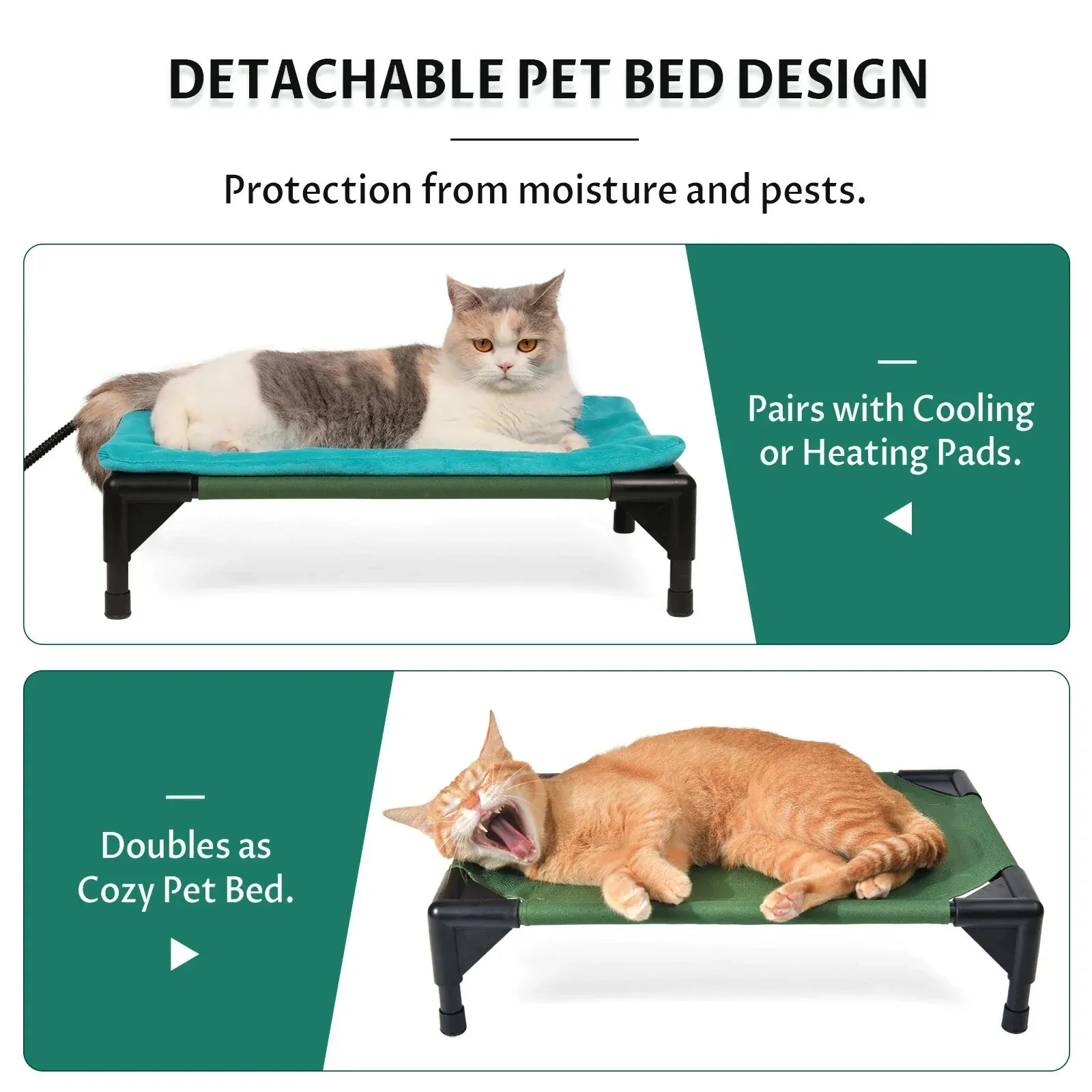 2 in 1 Outdoor Elevated Lift-Top Heated Cat House Small