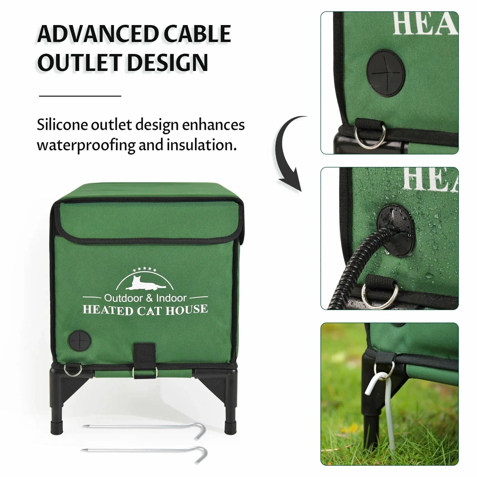 2 in 1 Outdoor Elevated Lift-Top Heated Cat House Small
