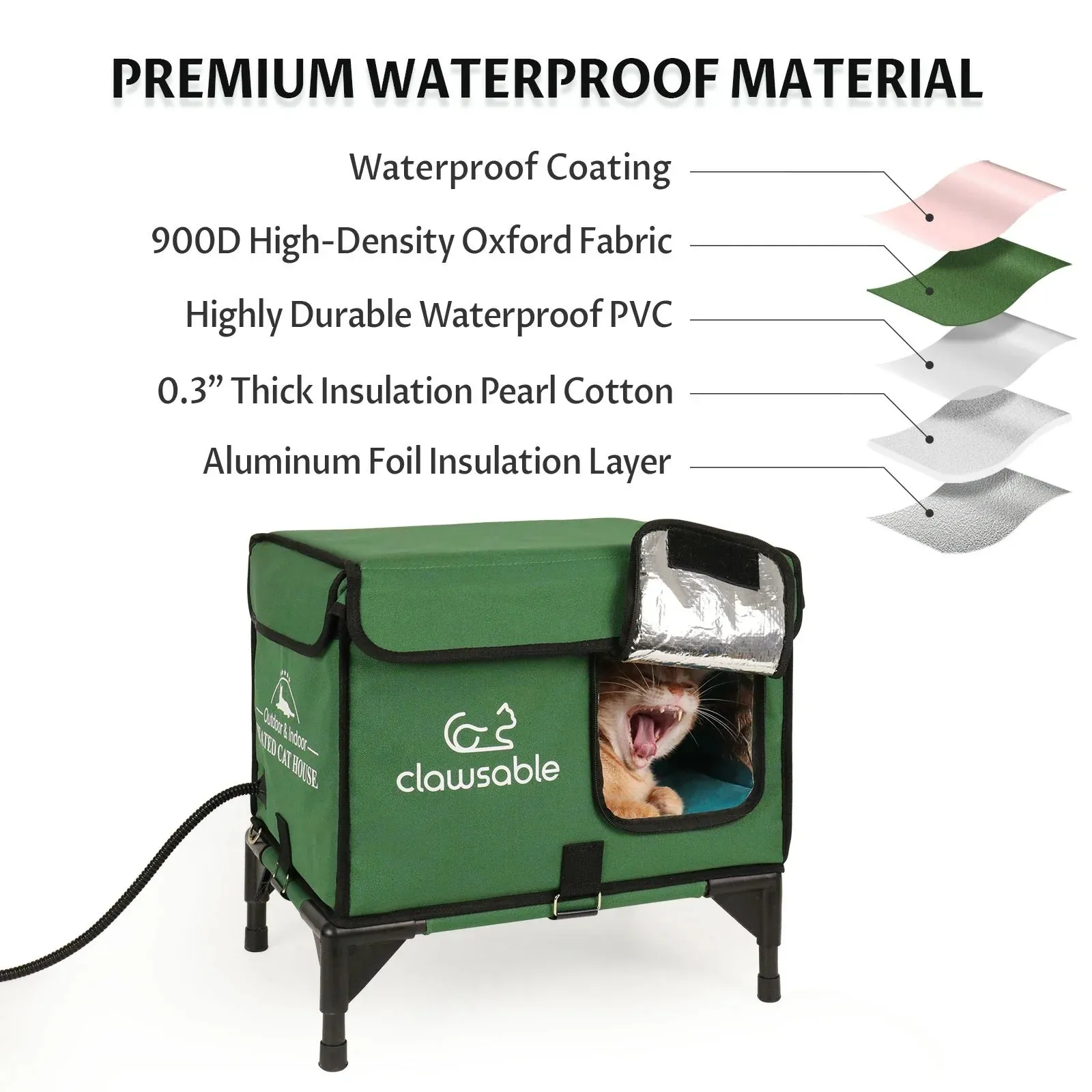 2 in 1 Outdoor Elevated Lift-Top Heated Cat House Small