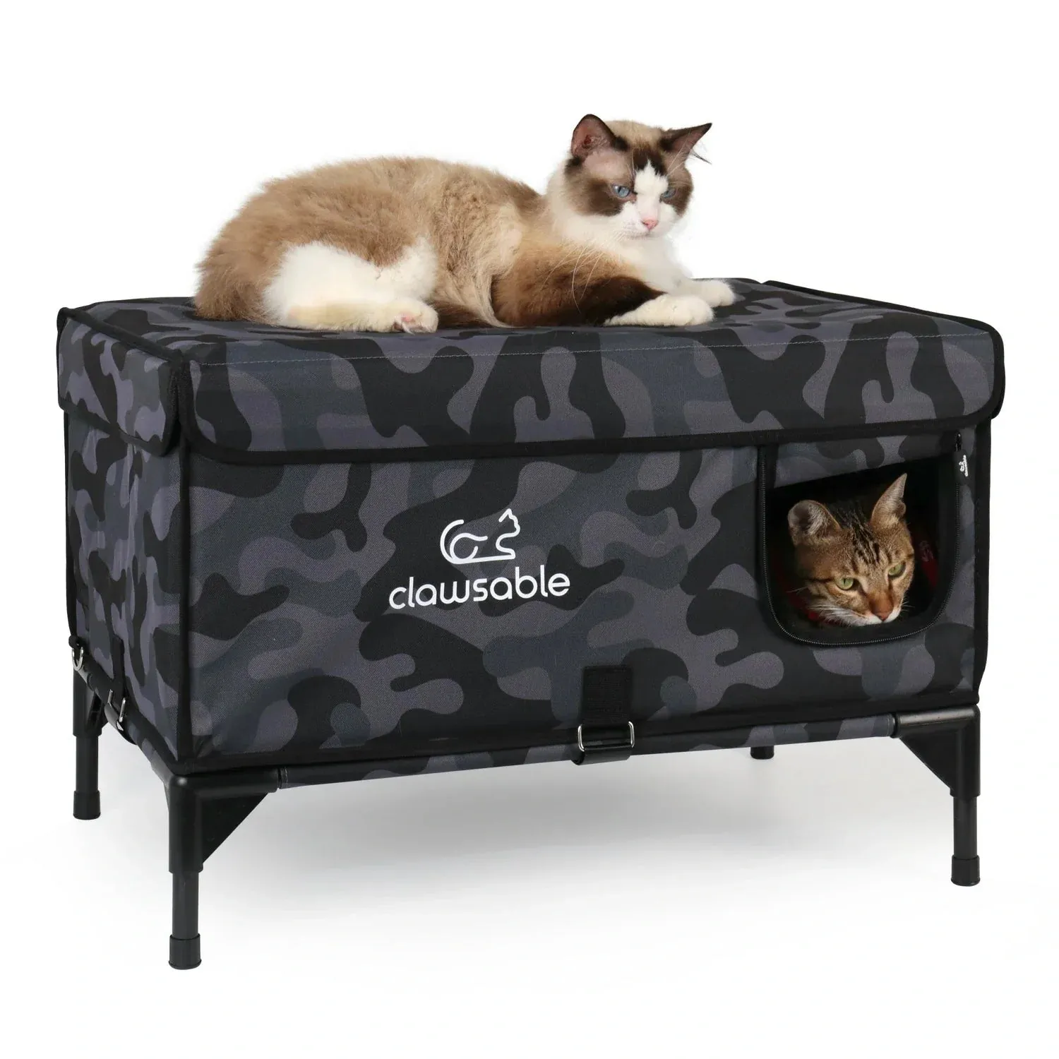 2 in 1 Outdoor Elevated Lift-Top Insulated Cat House Large