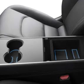 2017-2020 Tesla Model 3 Custom Fit Cup Holder and Center Console Compartment Liner 7 Piece Set