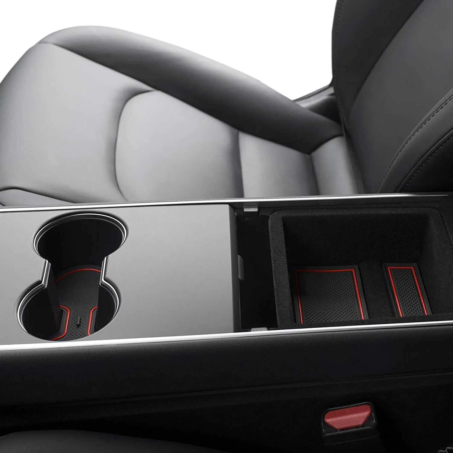 2017-2020 Tesla Model 3 Custom Fit Cup Holder and Center Console Compartment Liner 7 Piece Set