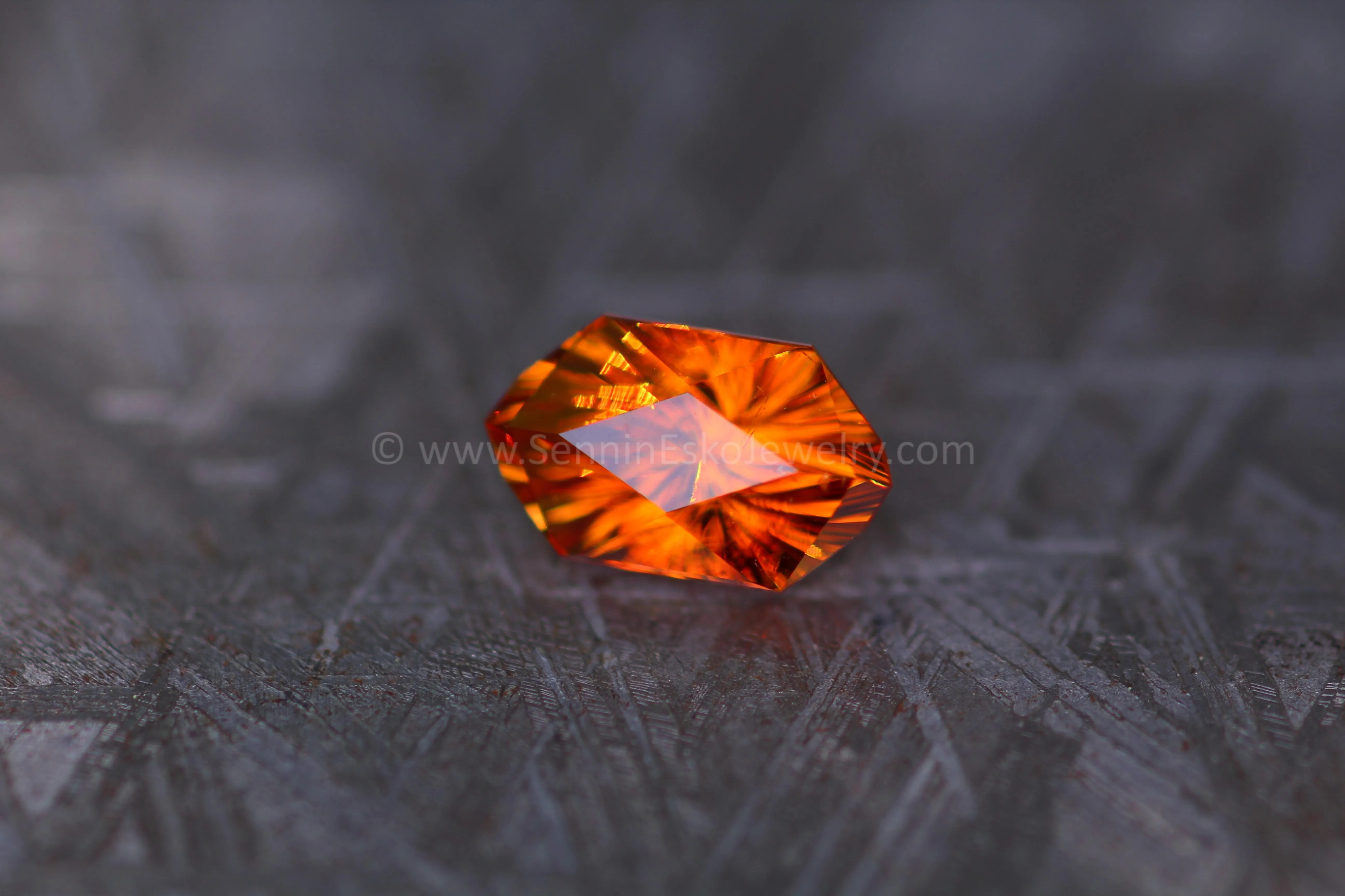 2.1 Carat Electric Orange Spessartine Garnet Hexagon - 9.8x5.8mm, Fantasy Cut