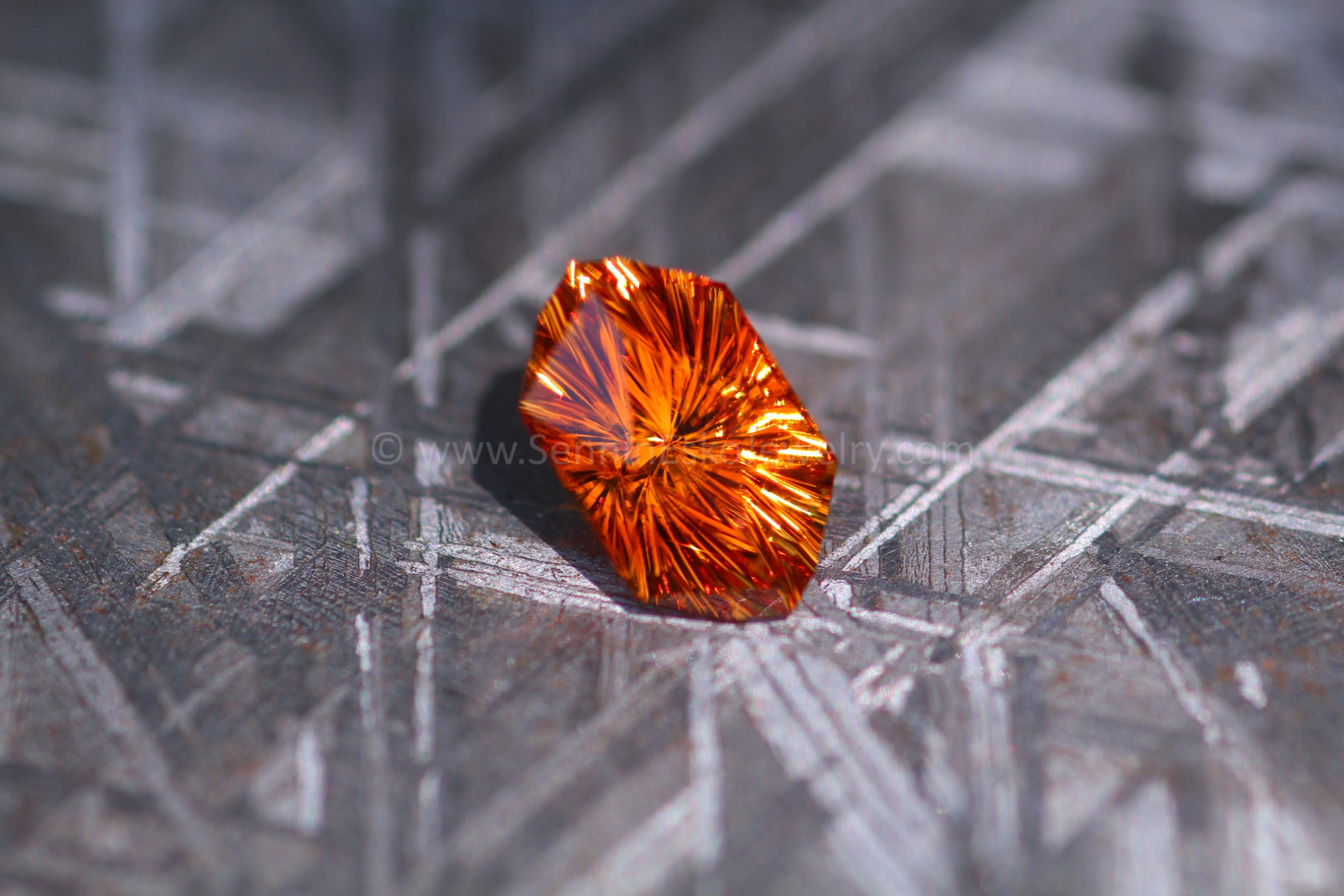 2.1 Carat Electric Orange Spessartine Garnet Hexagon - 9.8x5.8mm, Fantasy Cut