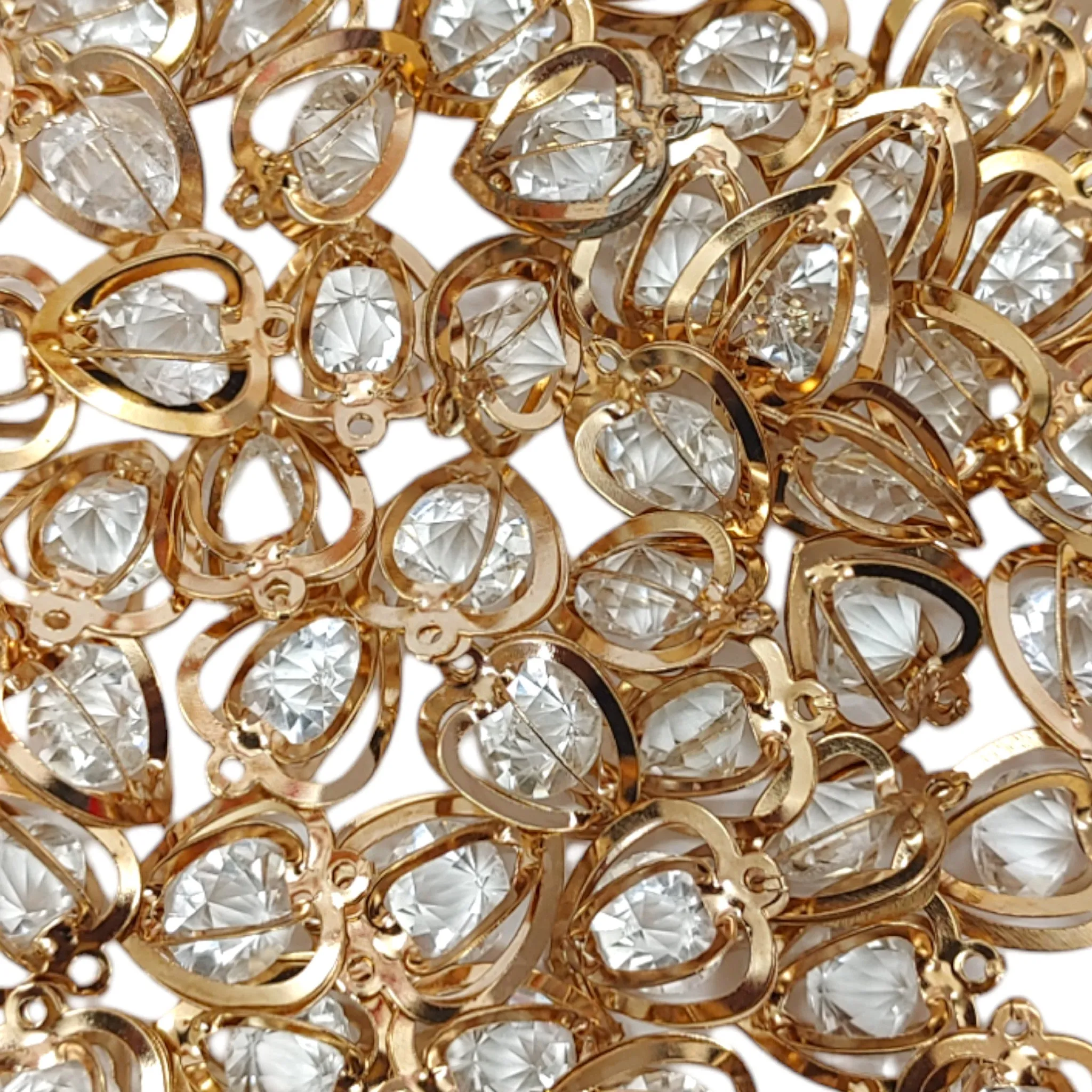 3D Golden Metal Diamond Heart Shaped Pendant Motif For Craft or Decor