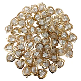 3D Golden Metal Diamond Heart Shaped Pendant Motif For Craft or Decor