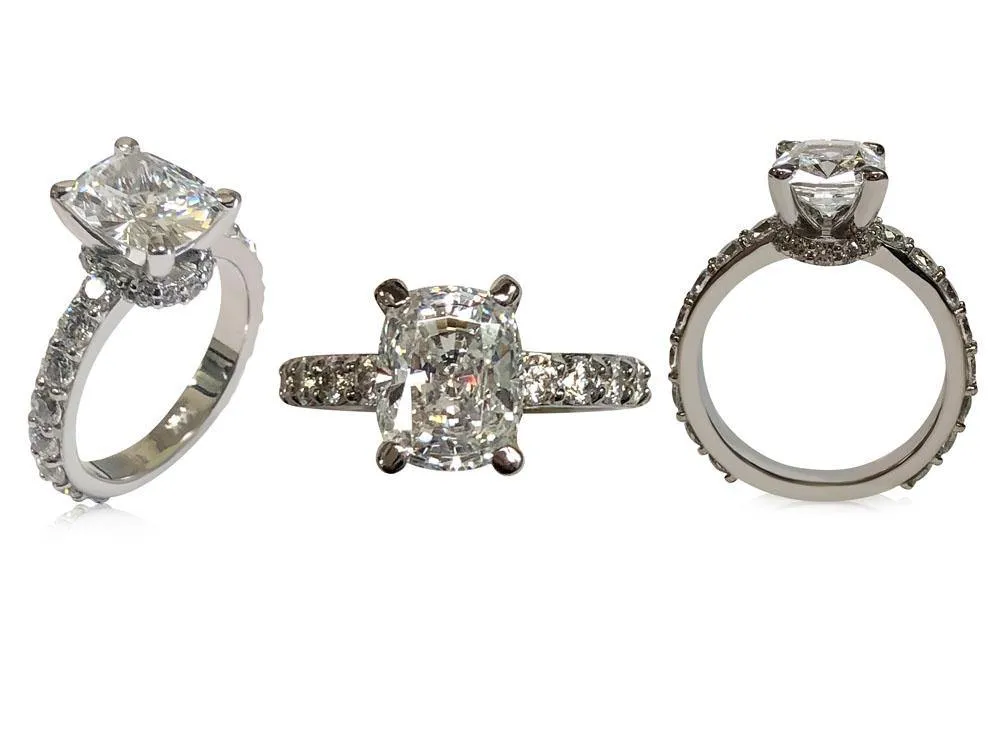 4 Carat Elongated Cushion cut Cubic Zirconia Engagement Ring