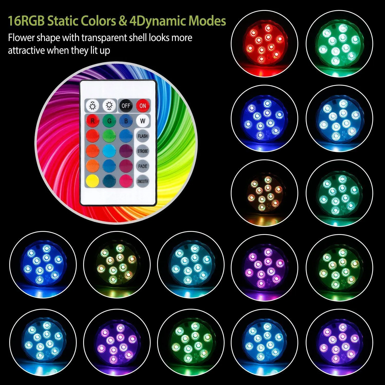 4-Piece: Submersible RGB LED Lights