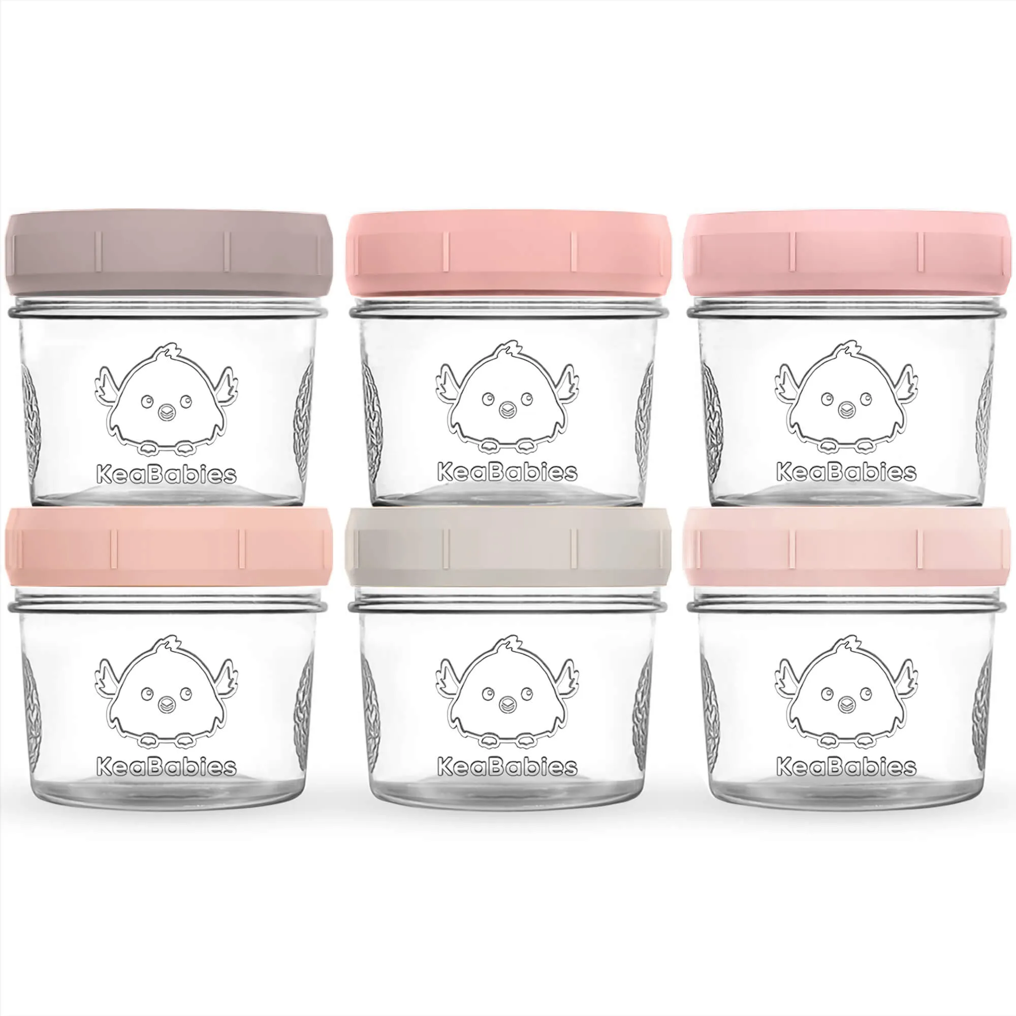 6-Pack Prep Jars Food Glass Containers (Roseate)