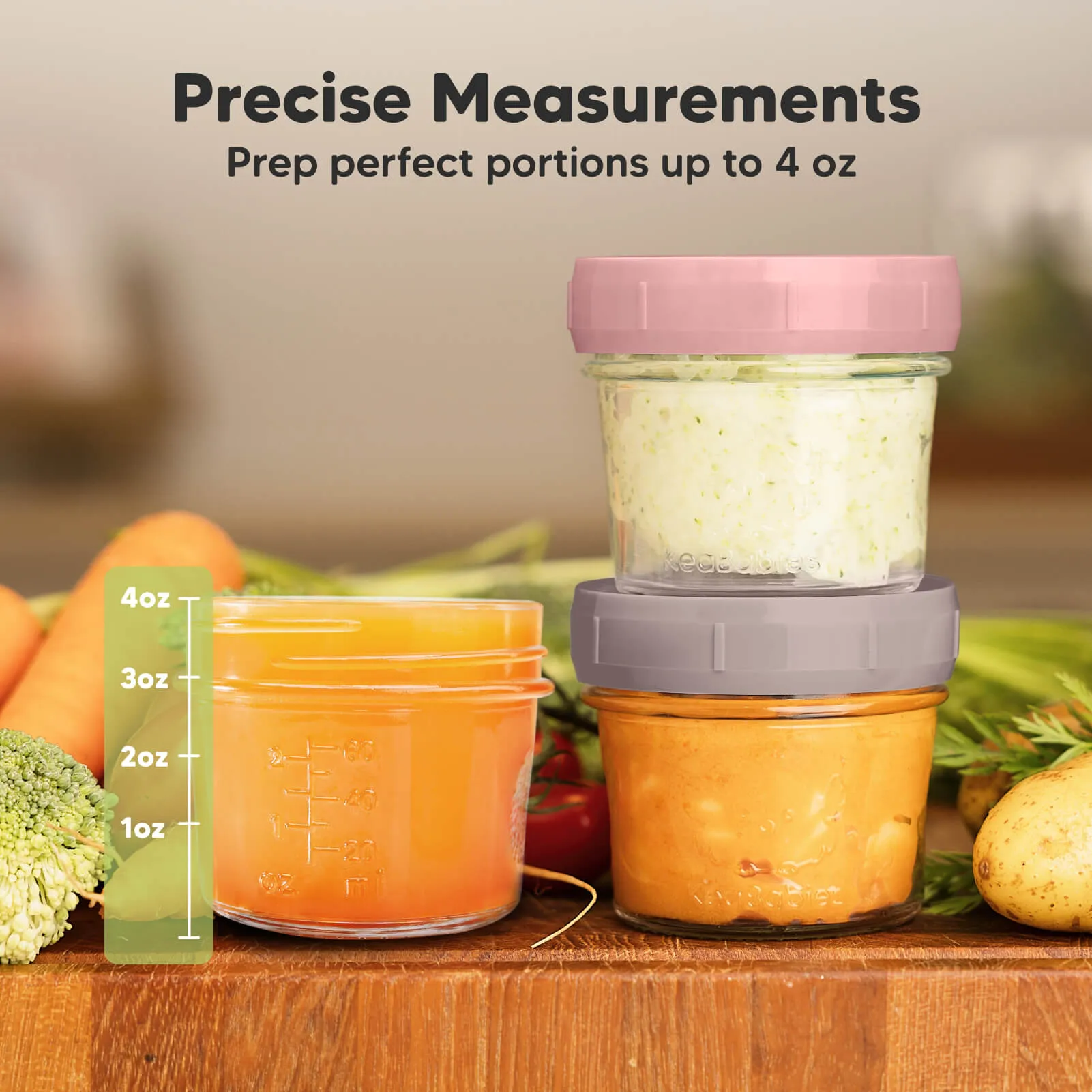 6-Pack Prep Jars Food Glass Containers (Roseate)