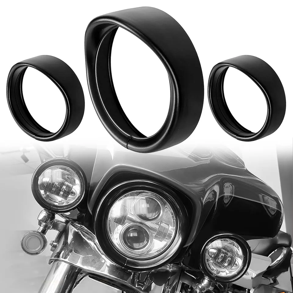 7" Headlight   4.5" Fog Lights Trim Ring Kits for Harley Davidson