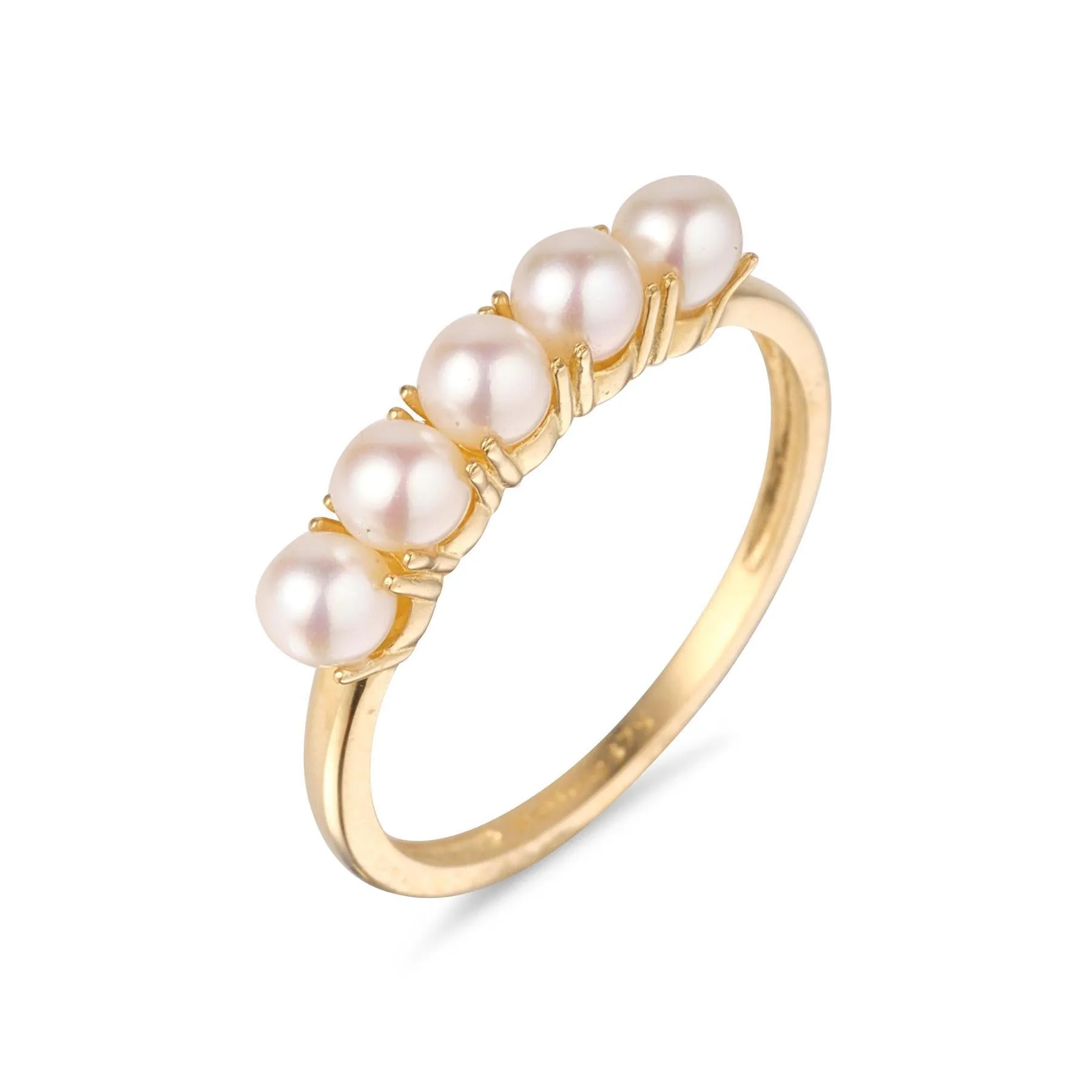 9kt Gold Five Freshwater Pearl Ring