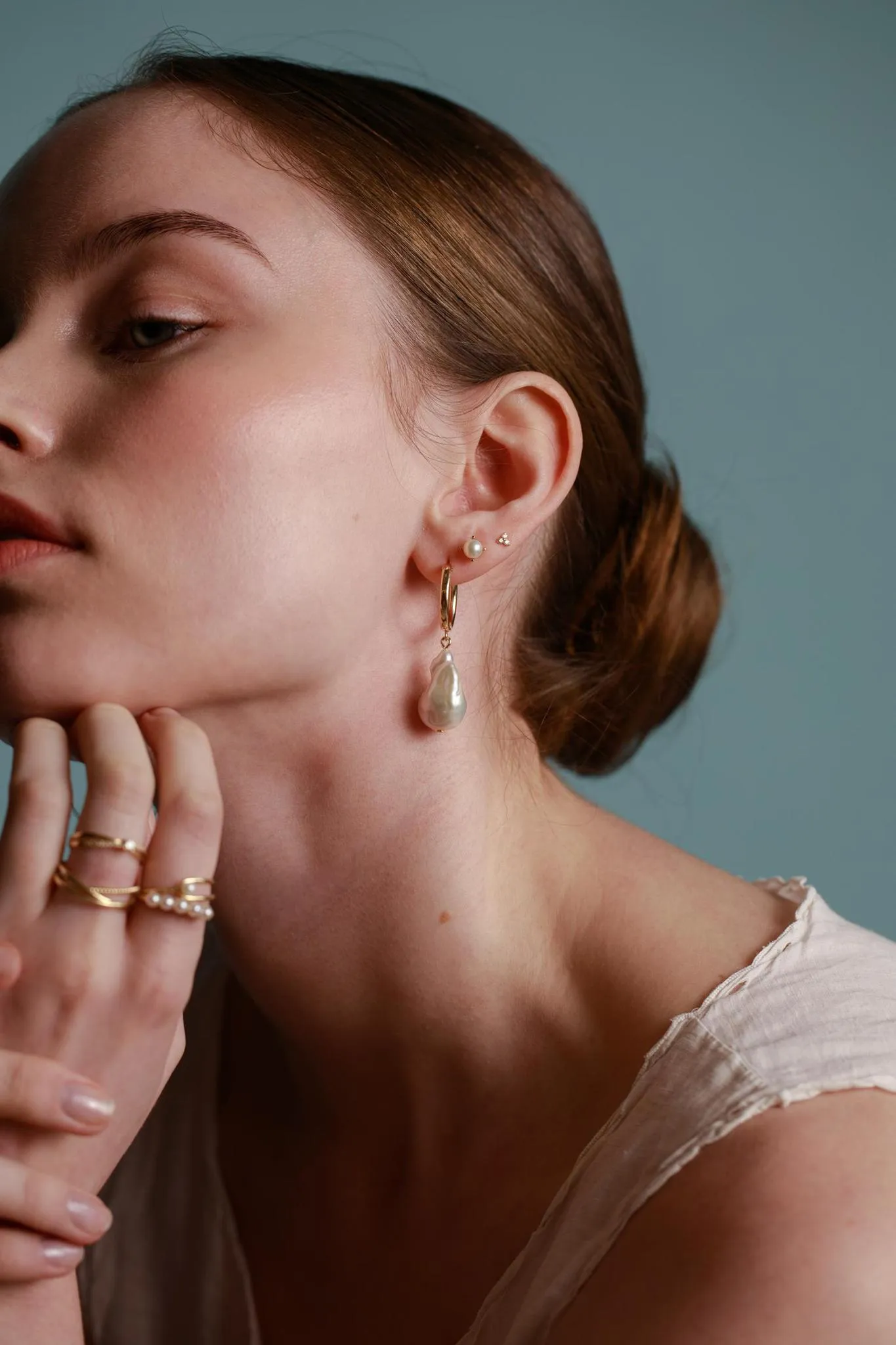 9kt Gold Five Freshwater Pearl Ring