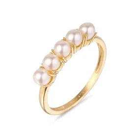 9kt Gold Five Freshwater Pearl Ring