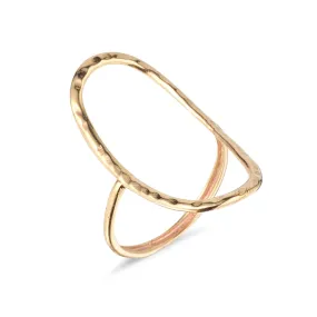 9kt Gold Superfine Hammered Oval Ring