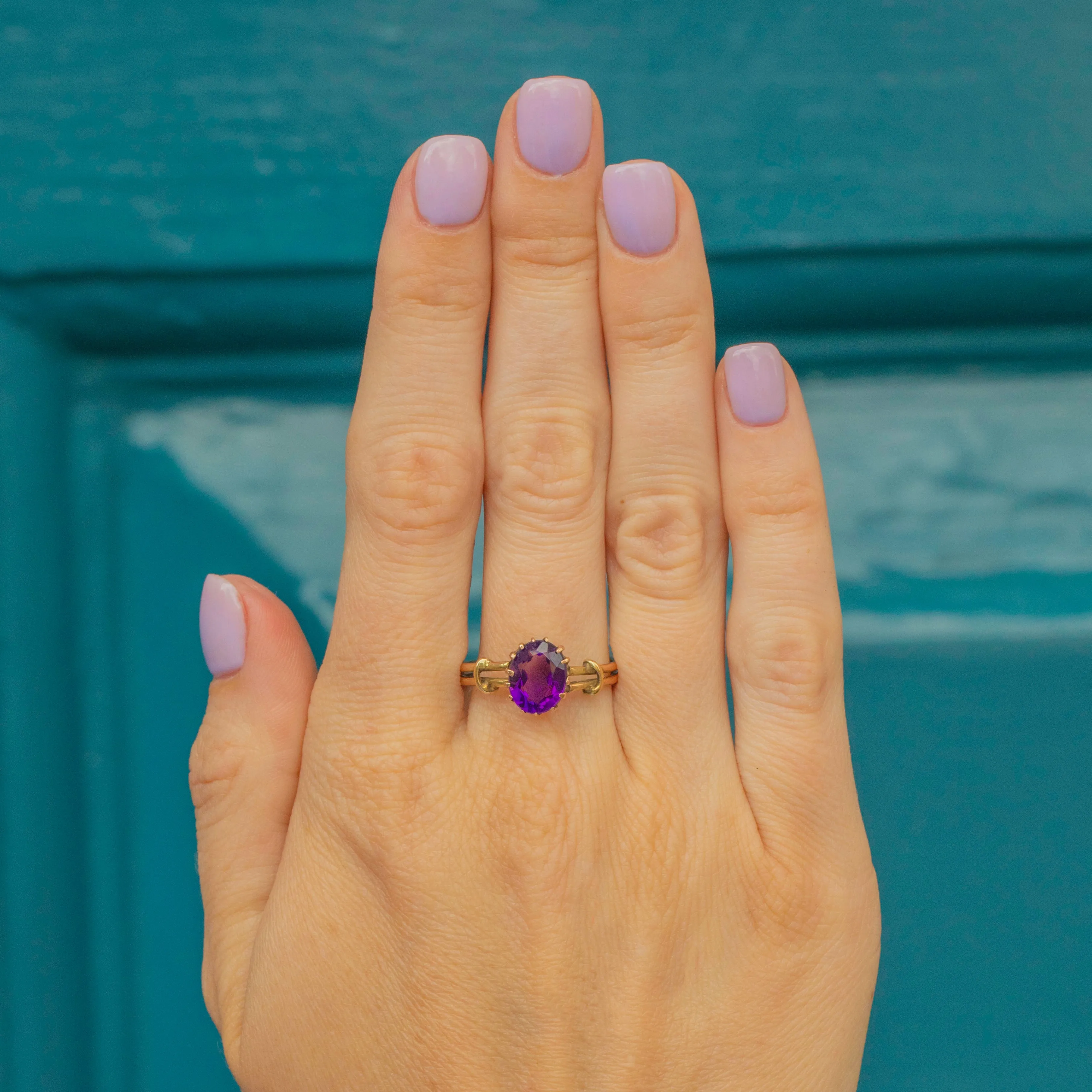 Antique 15ct Gold Amethyst Solitaire Ring, 1.25ct