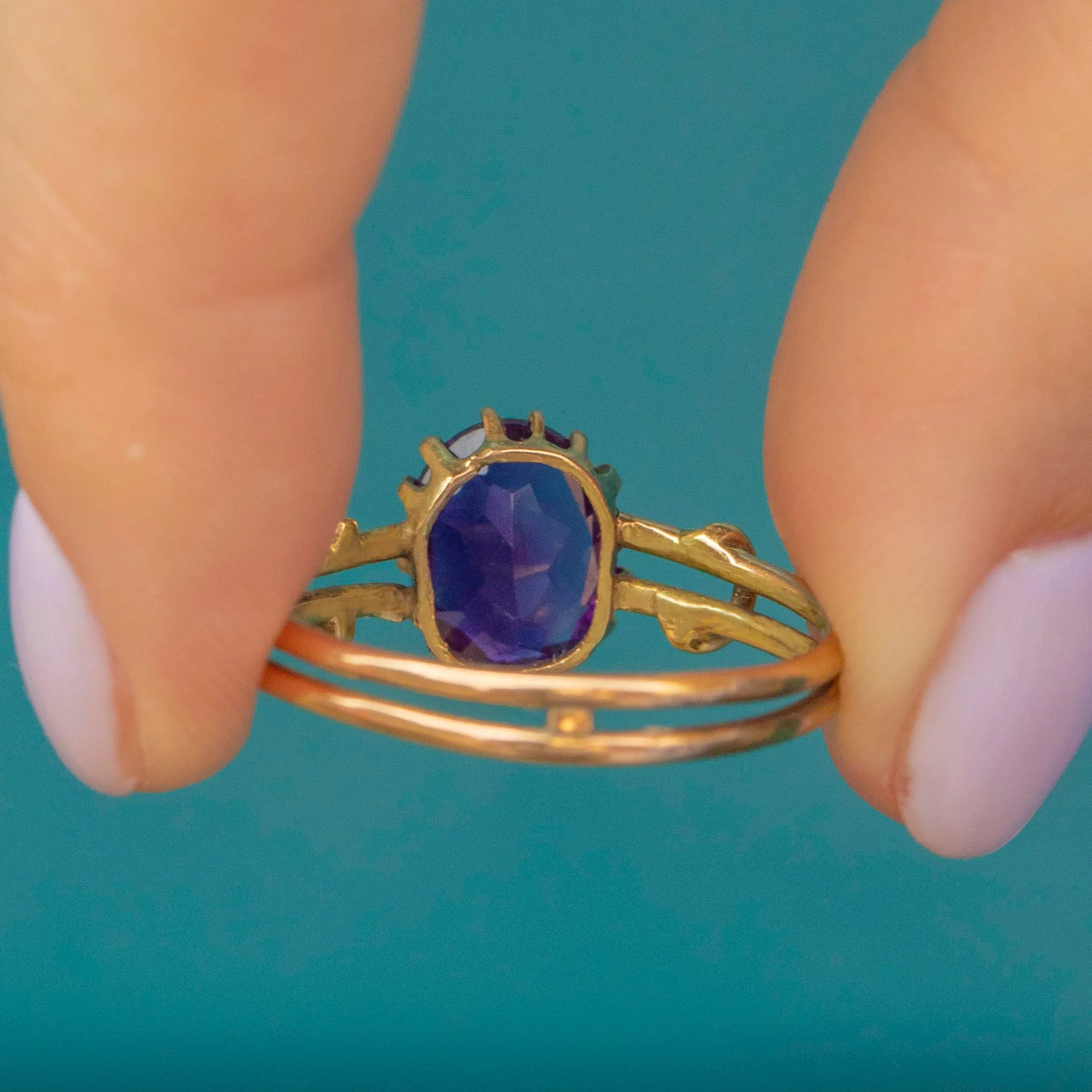 Antique 15ct Gold Amethyst Solitaire Ring, 1.25ct