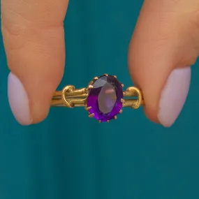 Antique 15ct Gold Amethyst Solitaire Ring, 1.25ct