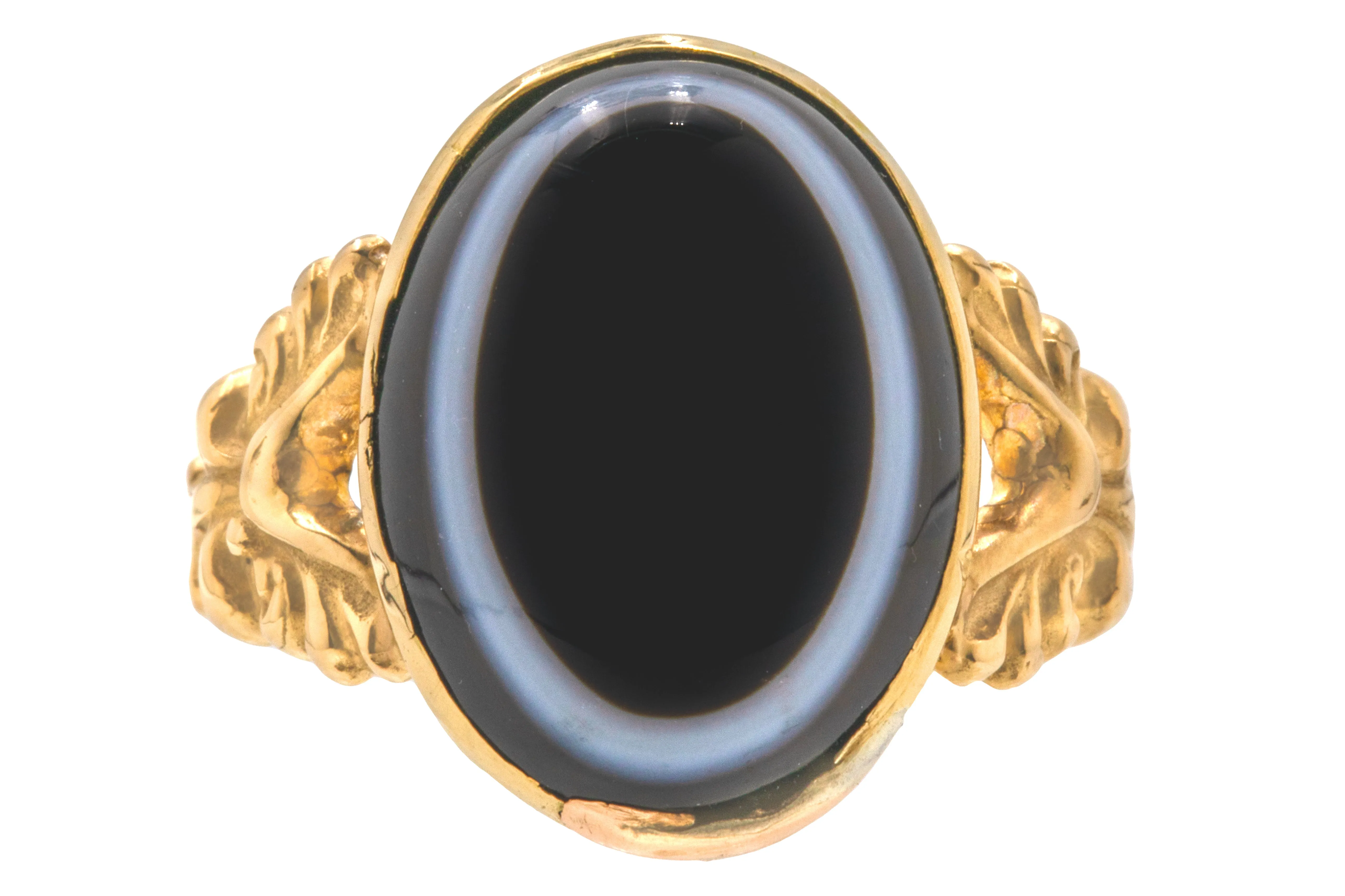 Antique 15ct Gold Banded Agate Ring