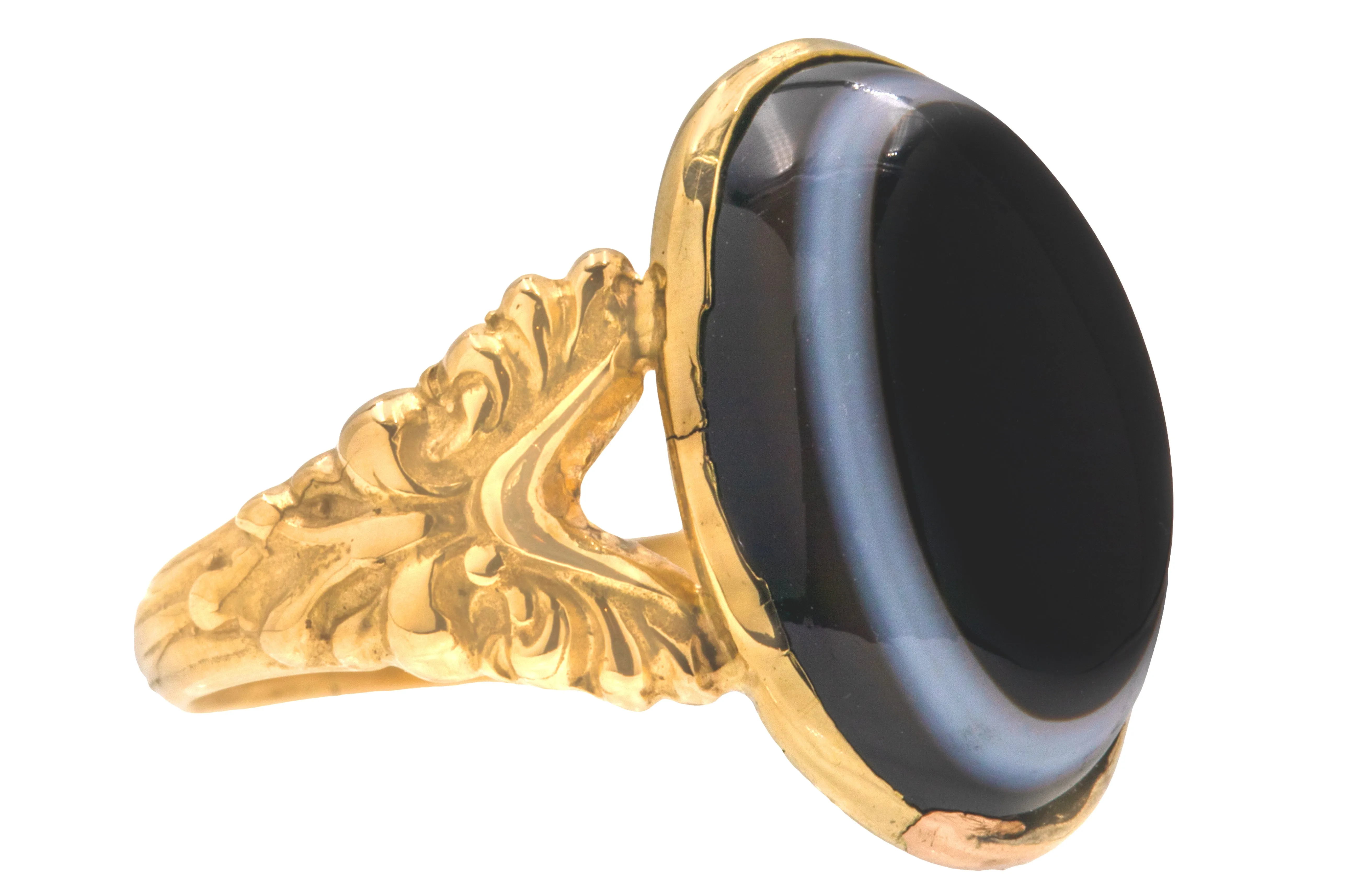 Antique 15ct Gold Banded Agate Ring