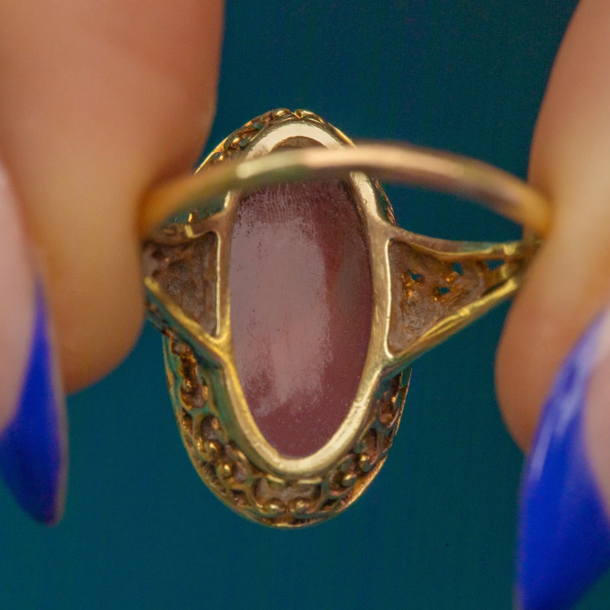 Antique 15ct Gold Carved Portrait Cameo Ring