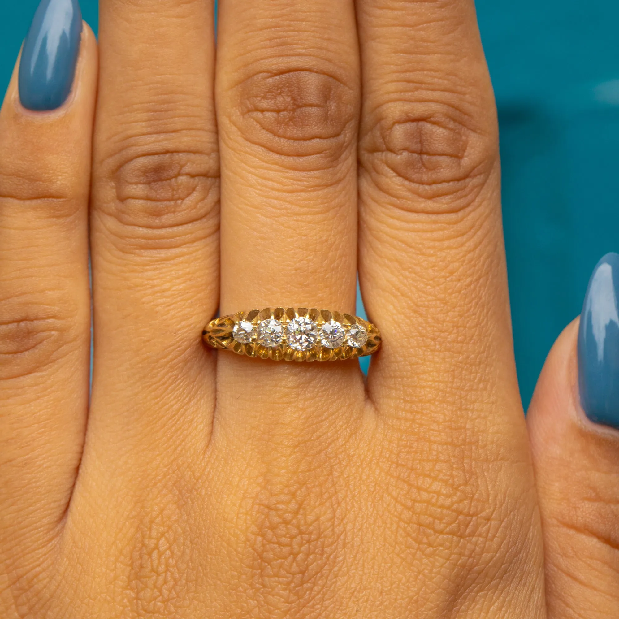 Antique 18ct Gold Diamond Five Stone Ring, 0.50ct