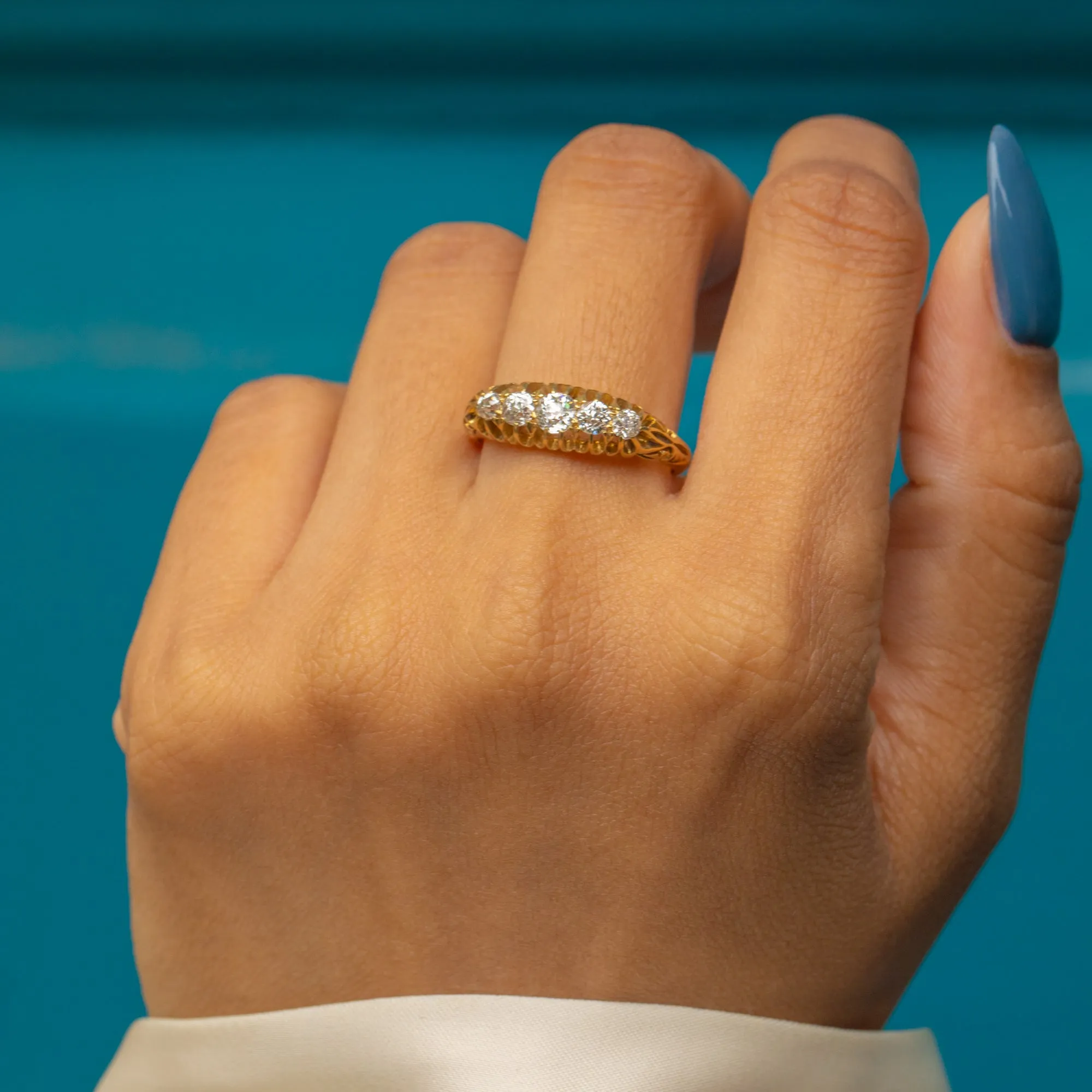 Antique 18ct Gold Diamond Five Stone Ring, 0.50ct