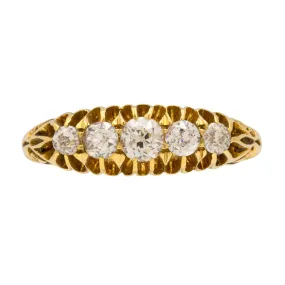 Antique 18ct Gold Diamond Five Stone Ring, 0.50ct
