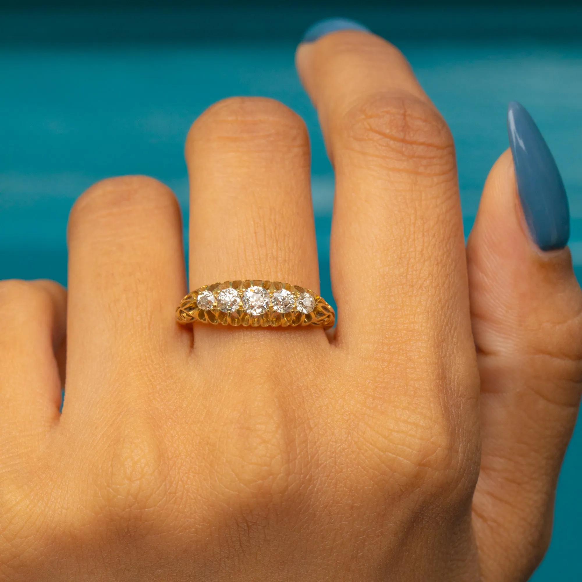 Antique 18ct Gold Diamond Five Stone Ring, 0.50ct
