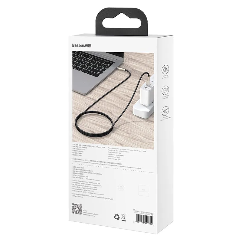 Baseus Cafule Metal Data cable USB Type C to Type C 100 W (20 V / 5 A) Power Delivery -CATJK-C01