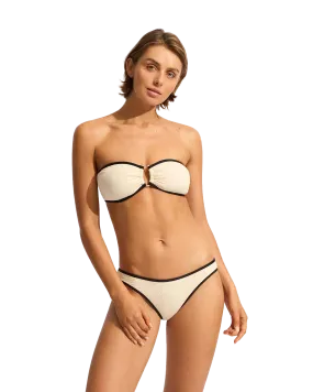 Beach Bound Ring Front Bandeau Bikini Top in Ecru