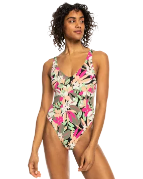 Beach Classics One Piece Swimsuit in Anthracite Palm Song