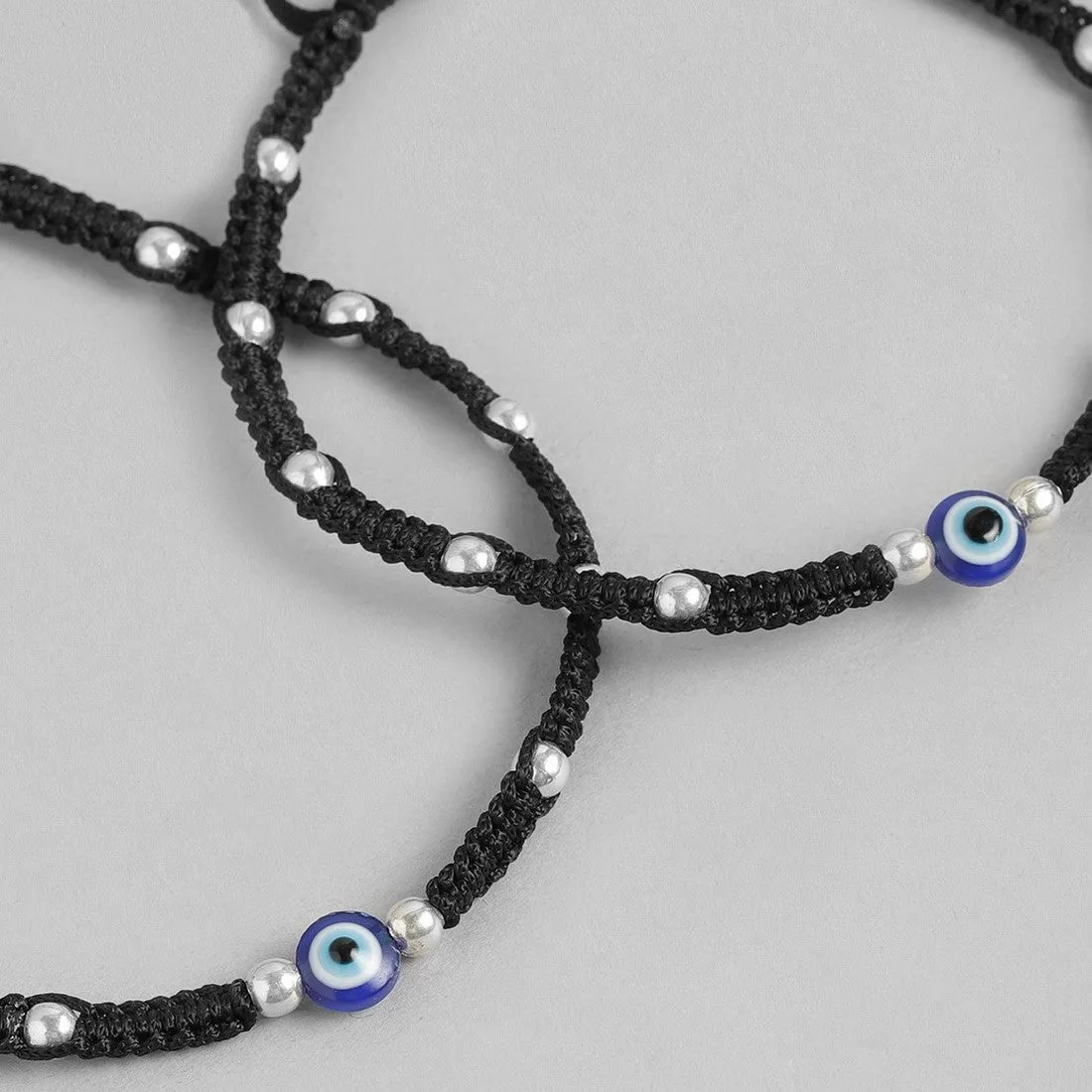 Beaded Evil Eye 925 Sterling Silver Thread Anklet