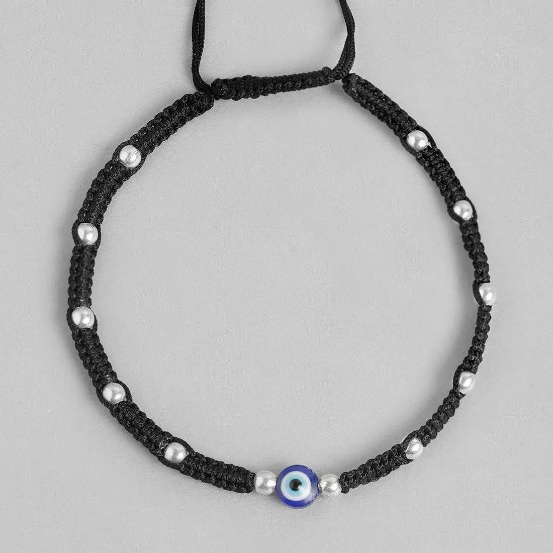 Beaded Evil Eye 925 Sterling Silver Thread Anklet